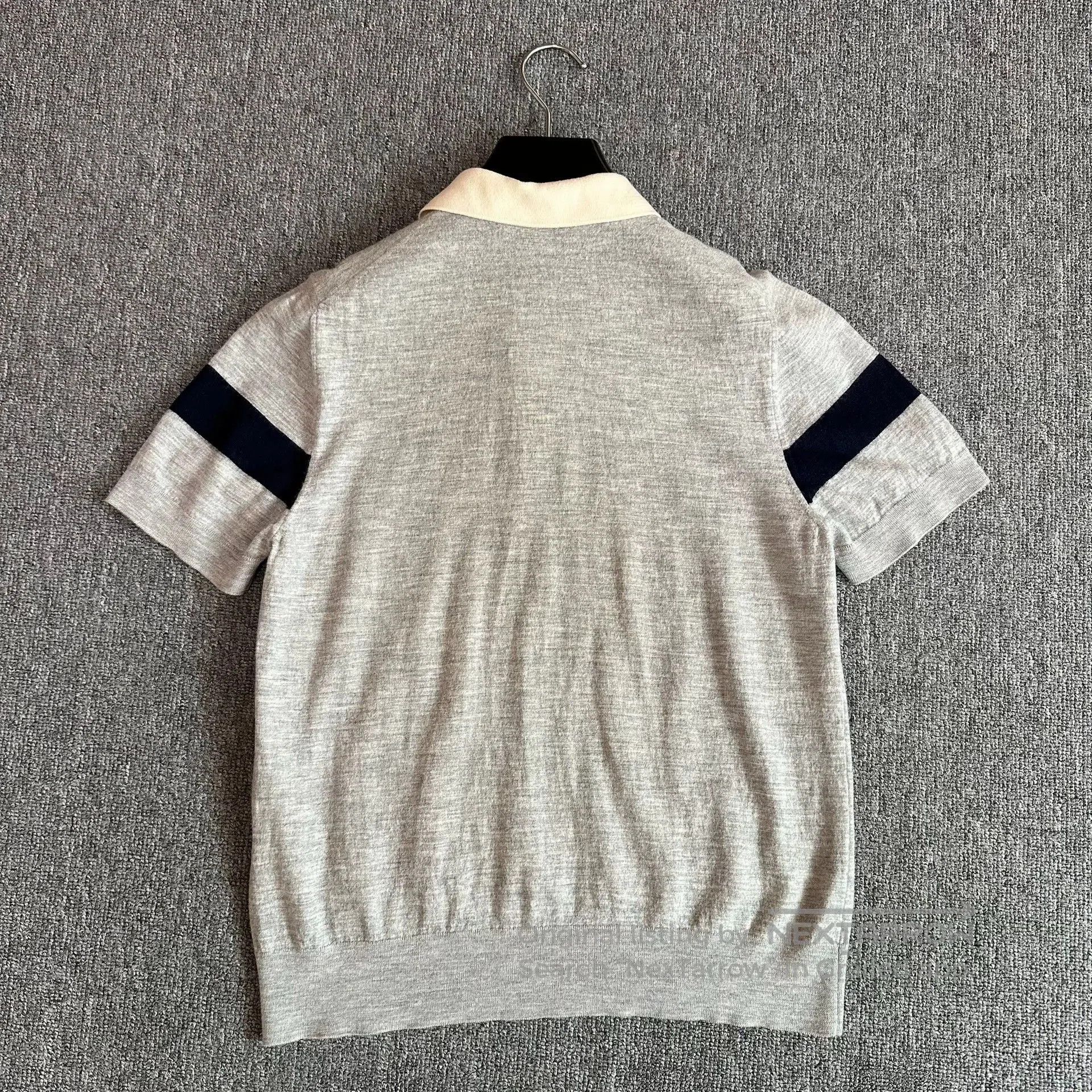 dior color-block wool short sleeve polo.
