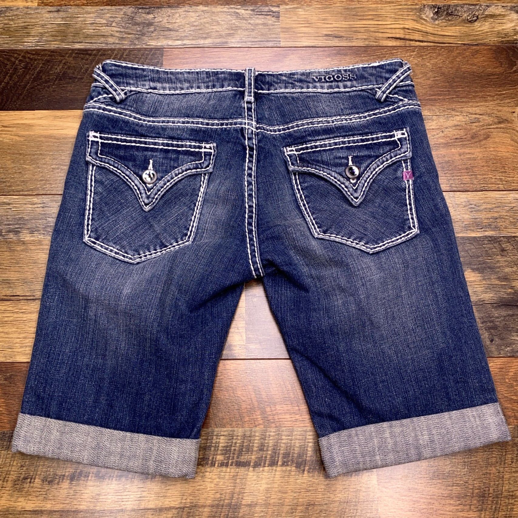 Vintage Vigoss Bermuda Shorts 27 Denim Stretch Cuffed New York Size 27" / US 4 / IT 40 - 2 Thumbnail