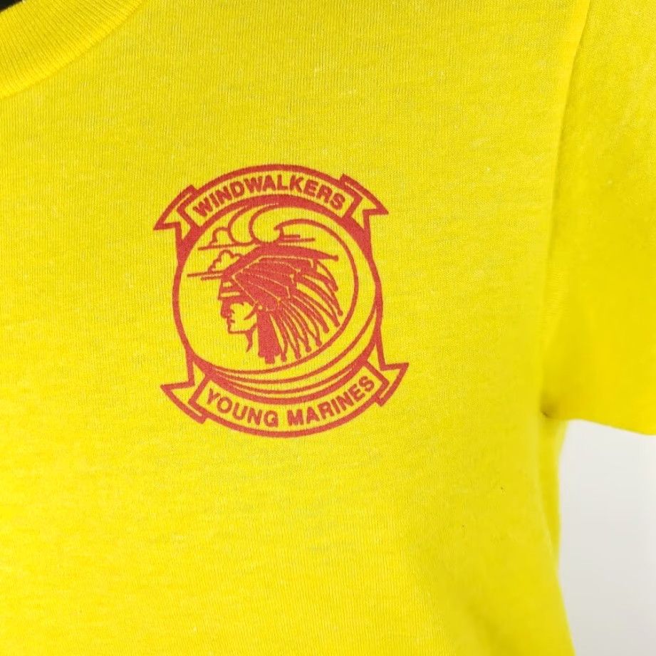 Vintage VINTAGE Screen Stars T Shirt Mens Small Yellow Windwalkers Young Marines 80s USA Made Graphic Tee Military Marines Size US S / EU 44-46 / 1 - 3 Thumbnail
