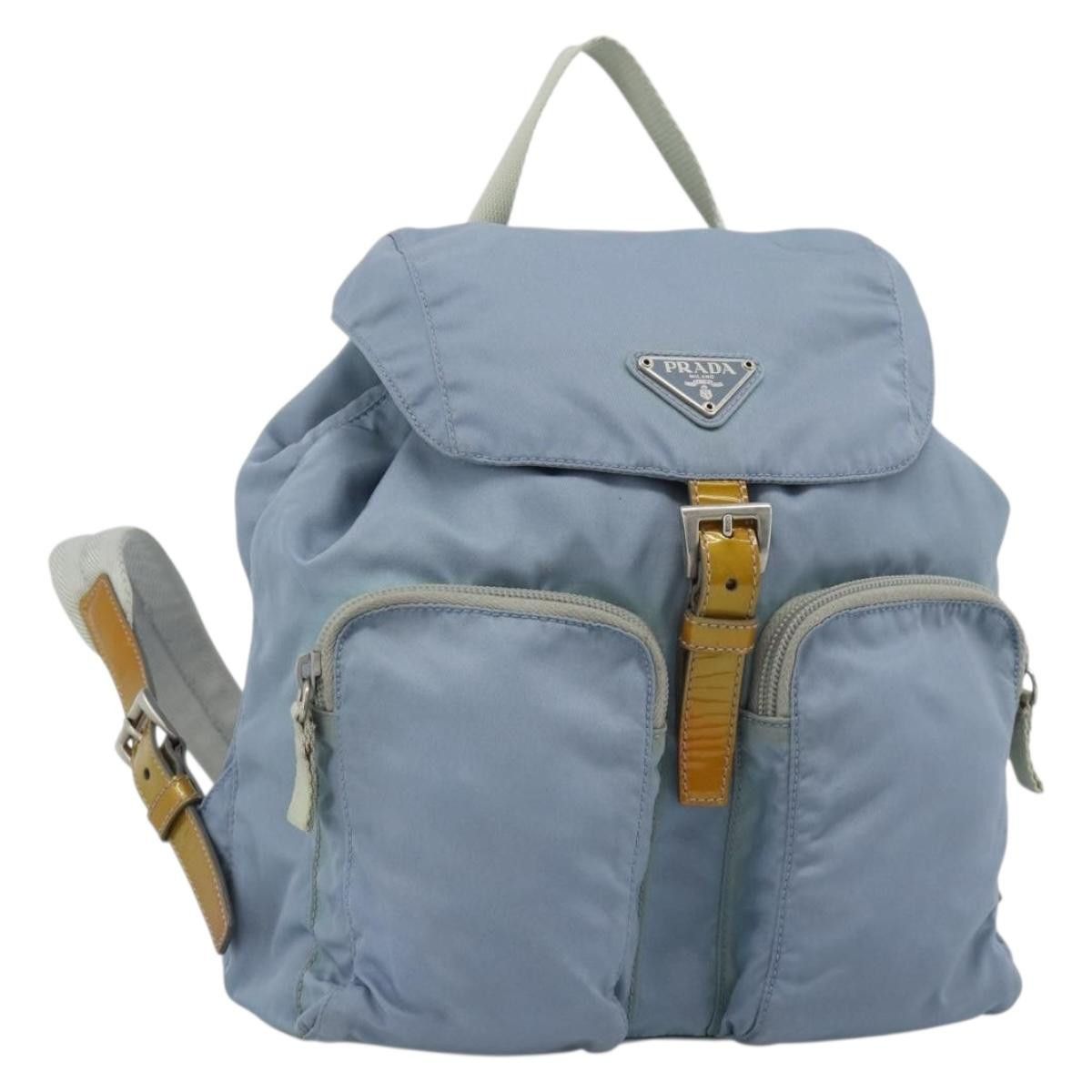 PRADA Backpack Nylon Blue Silver Auth YKZ354 PRADA Backpack Nylon Blue Silver Auth 157773 Silvery ref  main image 3