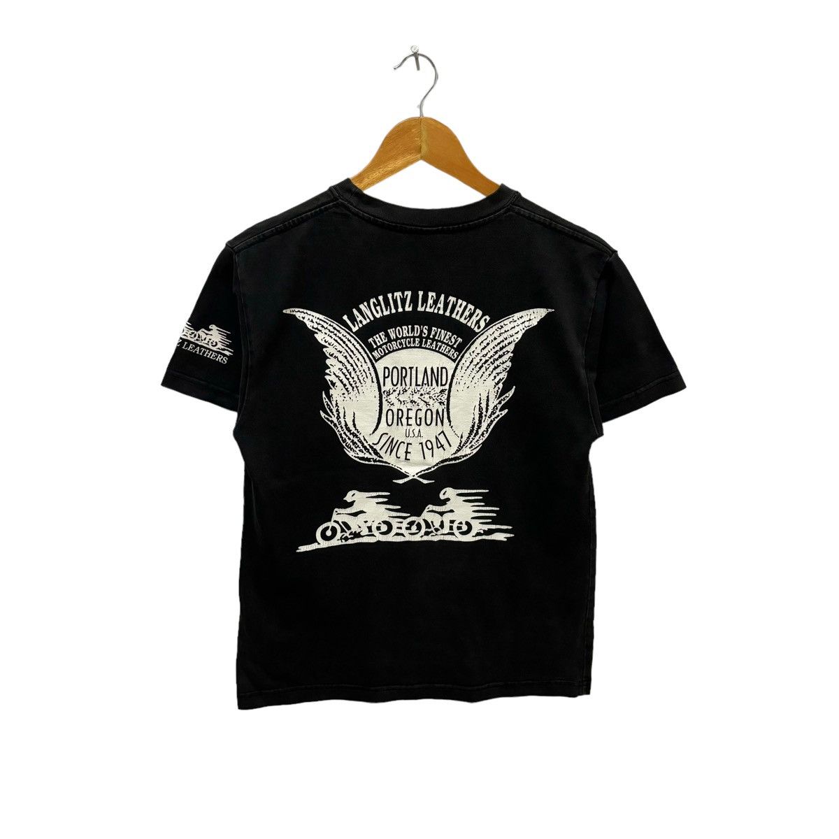Leather × Lewis Leathers × Vanson Leathers Vintage Langlitz Leathers Finest Motorcycle Leathers Tshirt Size US S / EU 44-46 / 1 - 1 Thumbnail