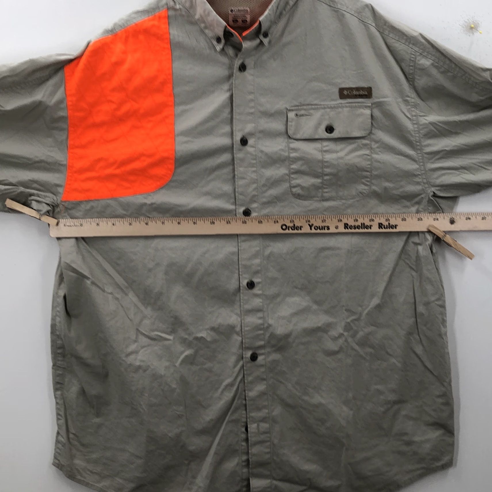 Vintage VINTAGE Columbia Mens Orange Gray Long Sleeve Pockets Collared Shooting Shirt Size XL Size US XL / EU 56 / 4 - 2 Thumbnail