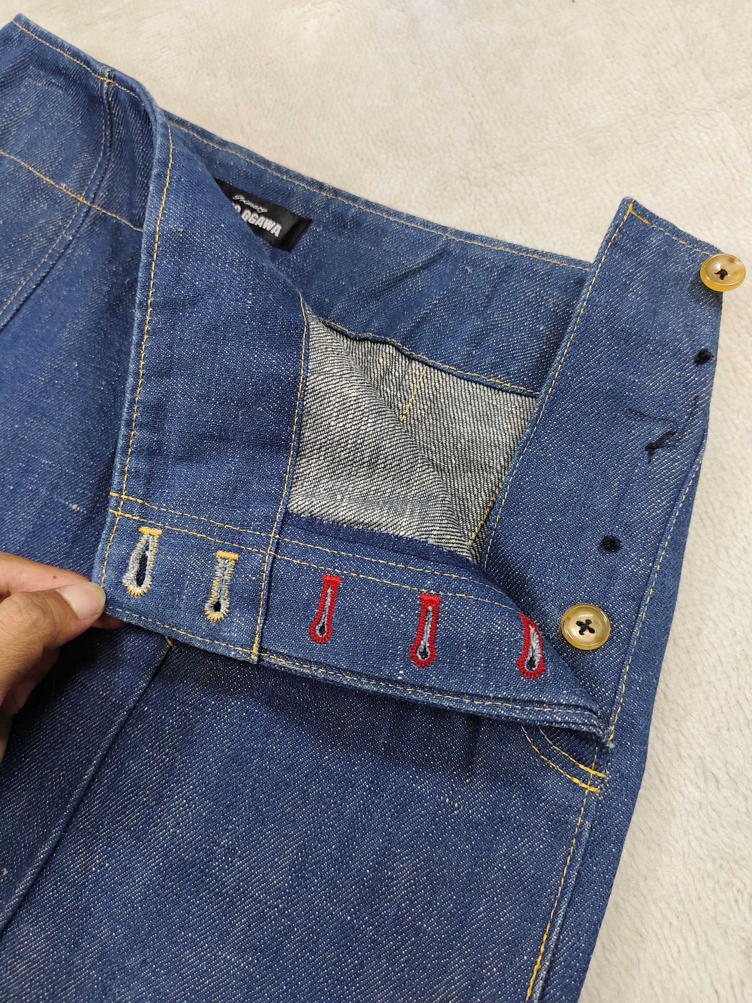 Japanese Brand 90s Akiko Ogawa🇯🇵Primary 17oz Selvedge Denim Archive Skirt Size 29" - 7 Thumbnail