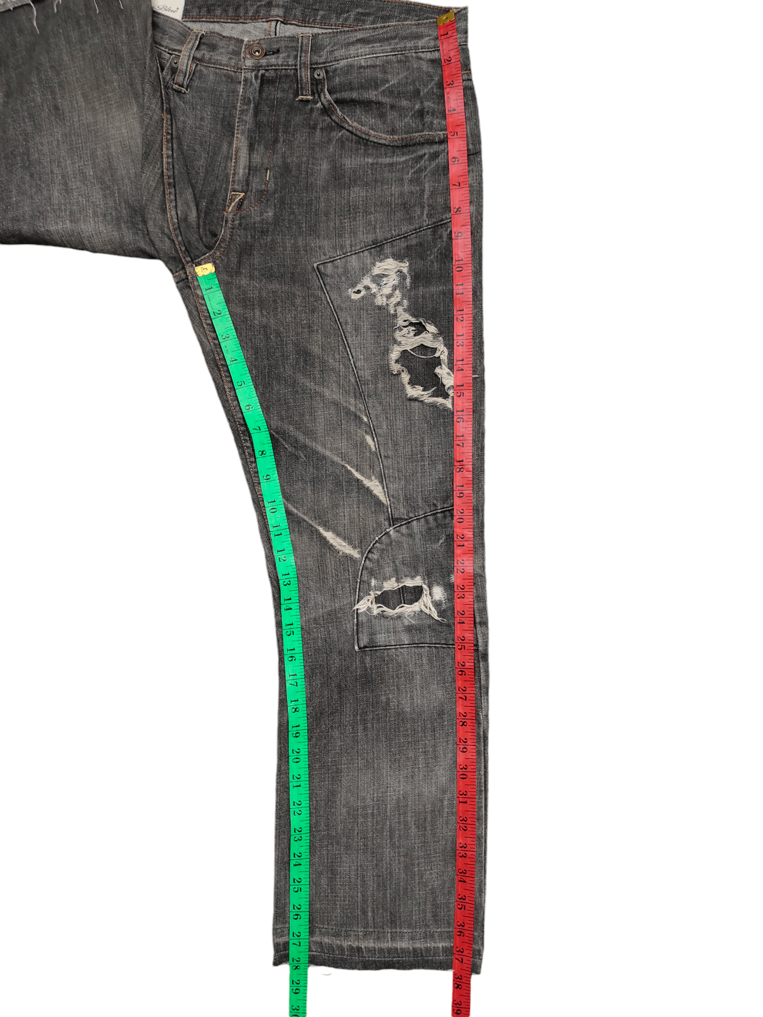 Comme des Garcons × Undercover Vintage Y2k Steen Blue Clawmark Distress Faded Denim Jeans Size US 32 / EU 48 - 9 Thumbnail