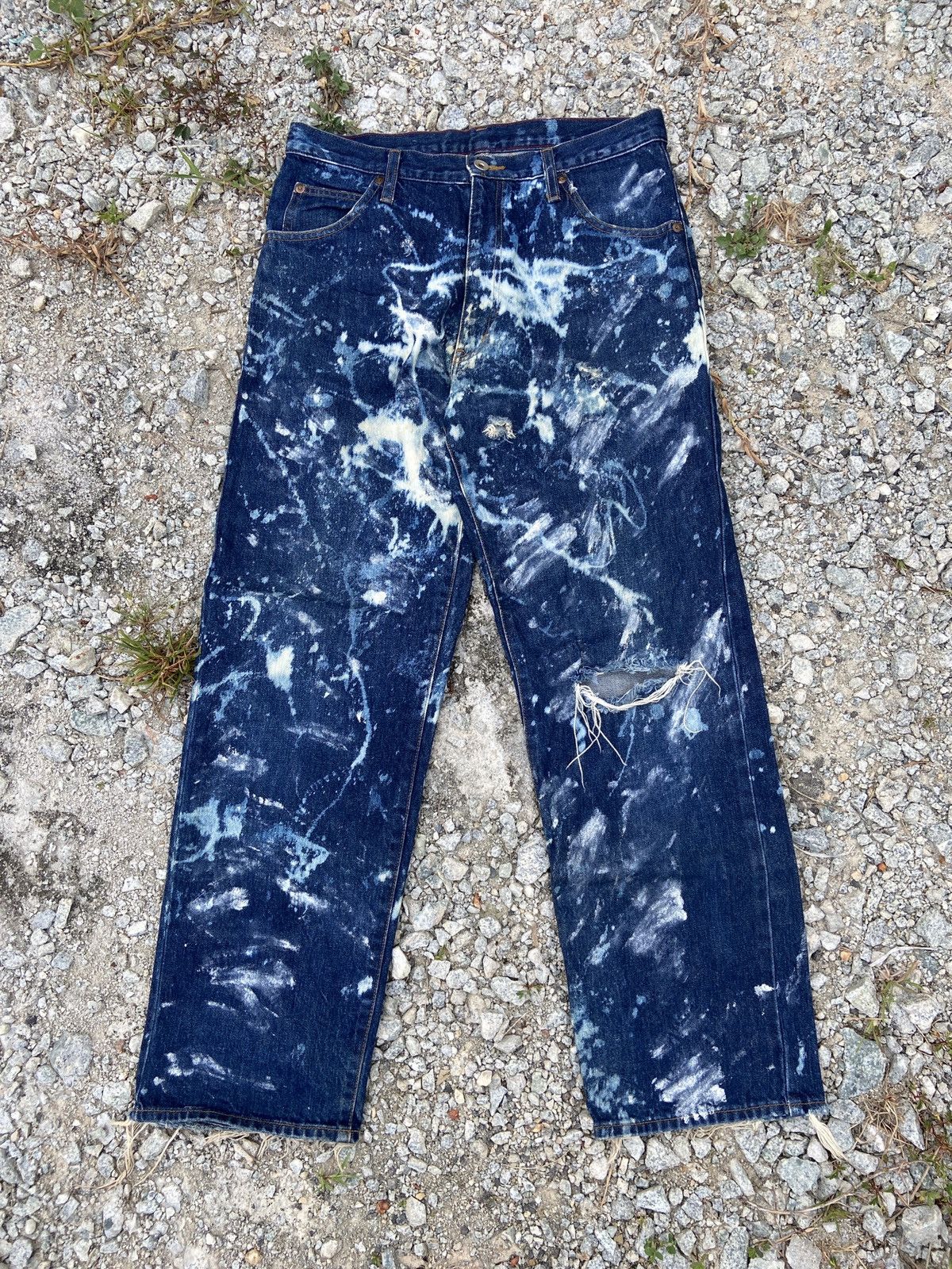 If Six Was Nine × Japanese Brand × Vintage Baggy Painted Design Crazy Denim Size US 32 / EU 48 - 4 Thumbnail