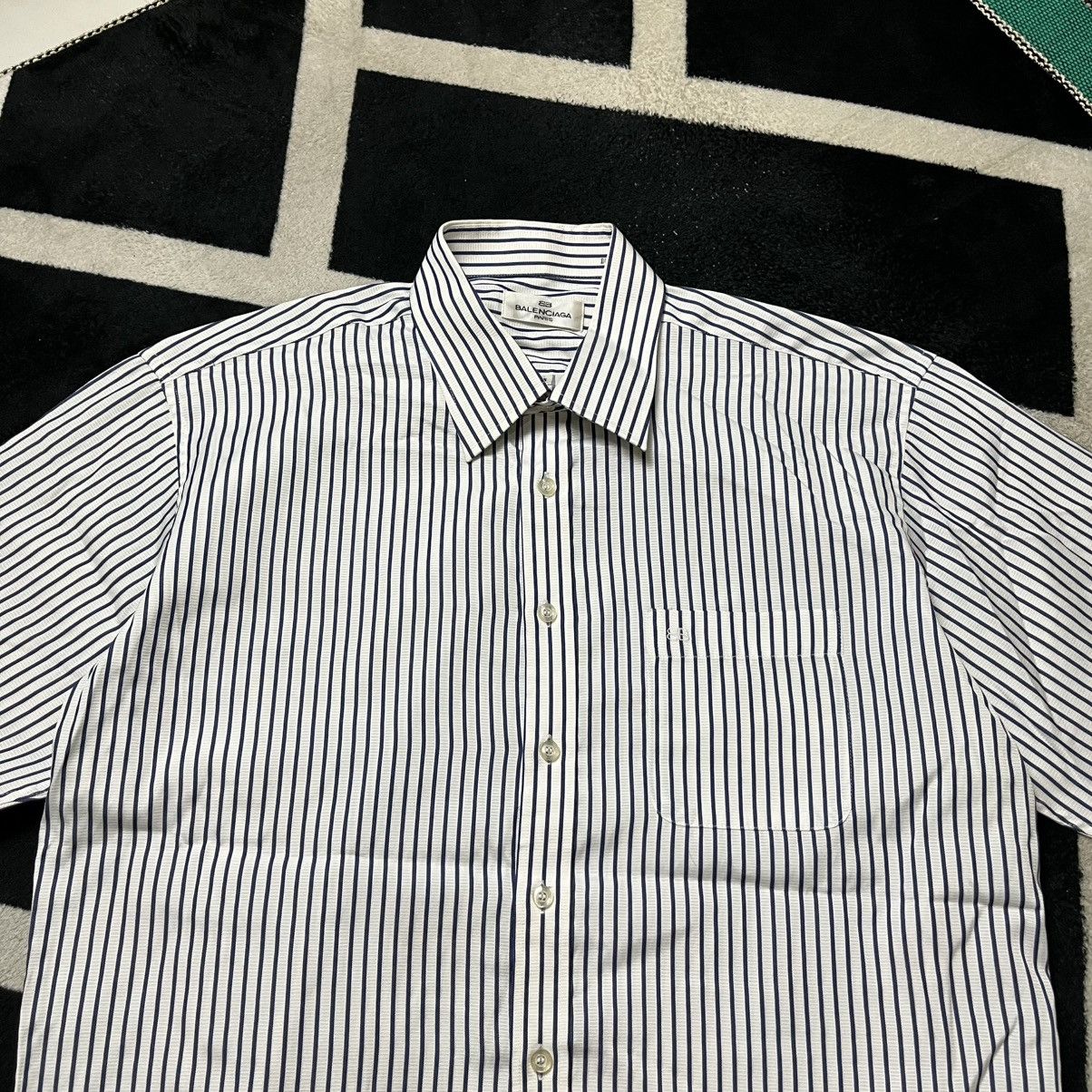 Balenciaga Vintage Balenciaga Paris striped Button Up Shirt Size US L / EU 52-54 / 3 - 4 Thumbnail