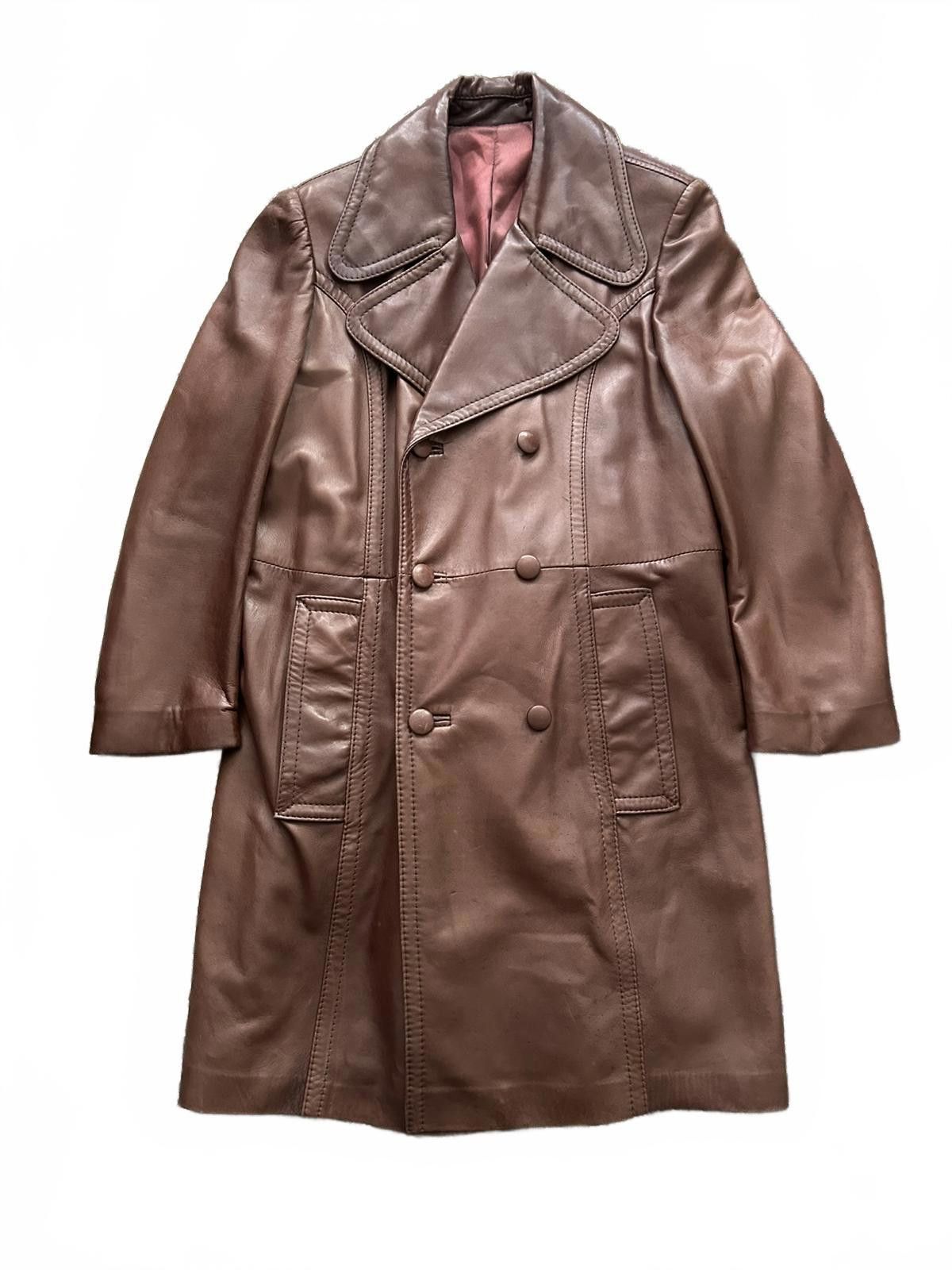 Unknown London Vintage 70s Leather Double-Breasted Trench Coat Size US L / EU 52-54 / 3 - 1 Thumbnail