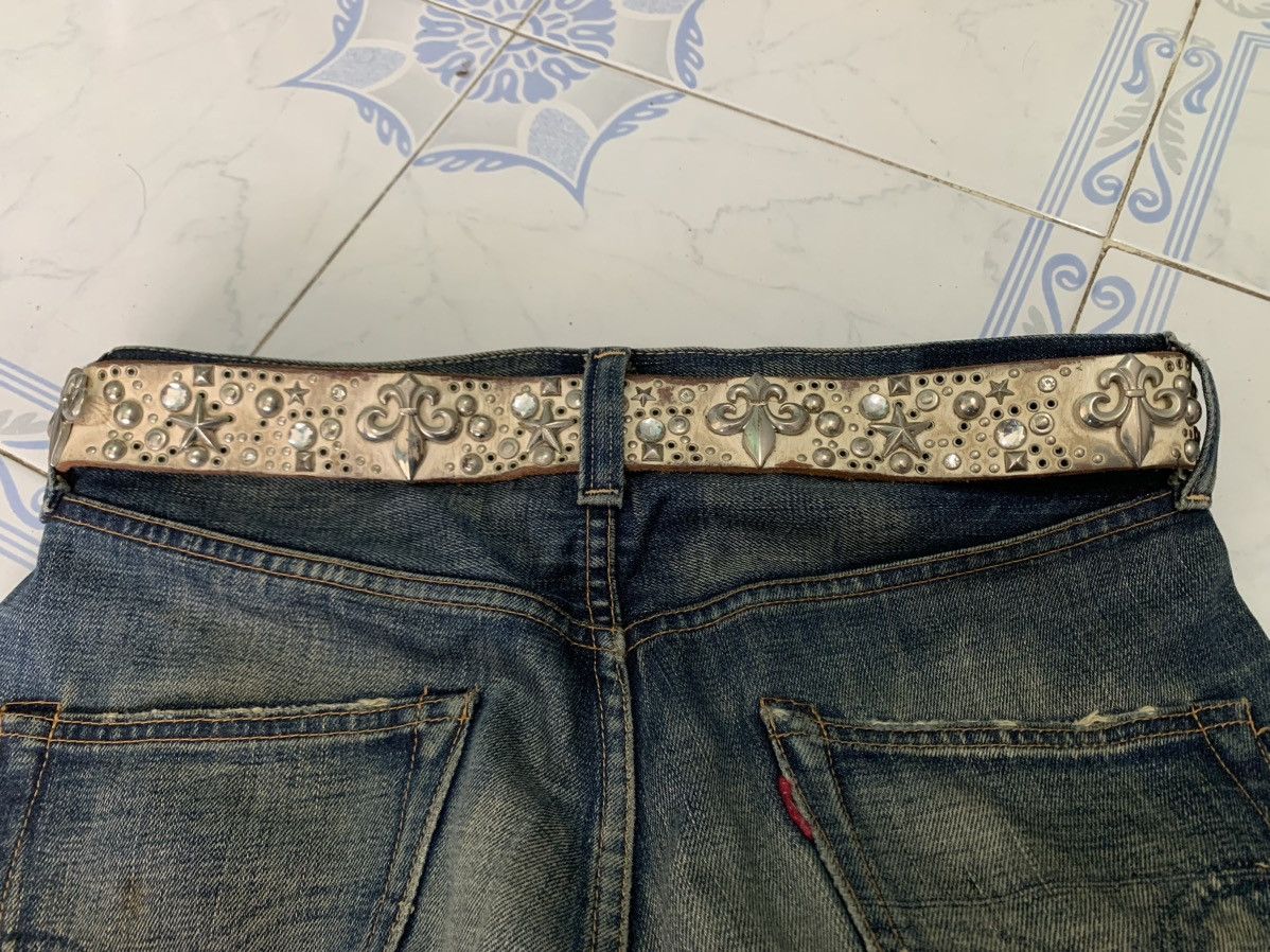 If Six Was Nine Vtg Rare Leather Belt Star Dagger Like Chrome Hearts Design Size ONE SIZE - 4 Thumbnail