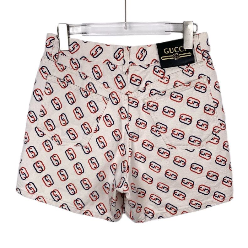 Gucci Gucci White double G full-print denim shorts 2502-Nextarrow Size 32" / US 10 / IT 46 - 2 Thumbnail