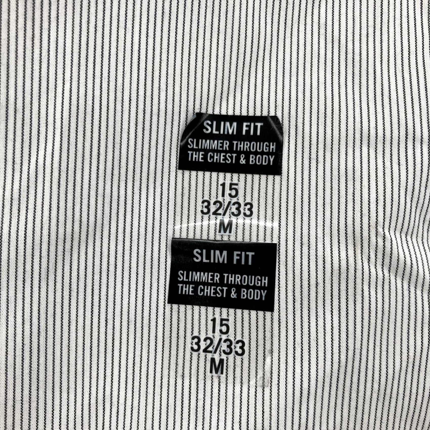 Van Heusen Van Heusen Shirt Mens M Black Smoke Slim Fit Stretch Dress Shirt Long Sleeve 15 32/33 Size 40R - 4 Thumbnail