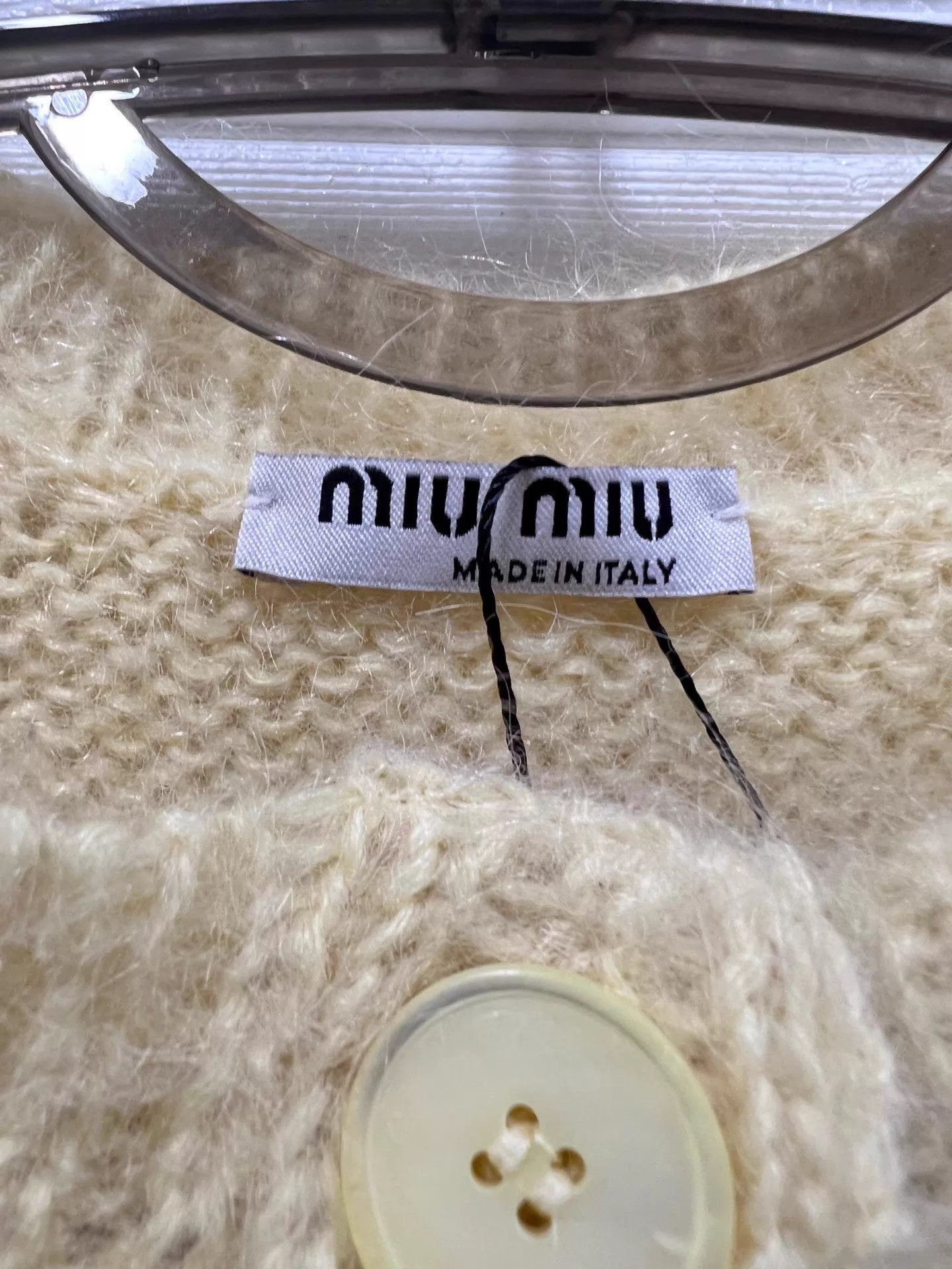 Miu Miu MIU MIU yellow crystal-embellished mohair cardigan 40 99 new Size S / US 4 / IT 40 - 3 Thumbnail