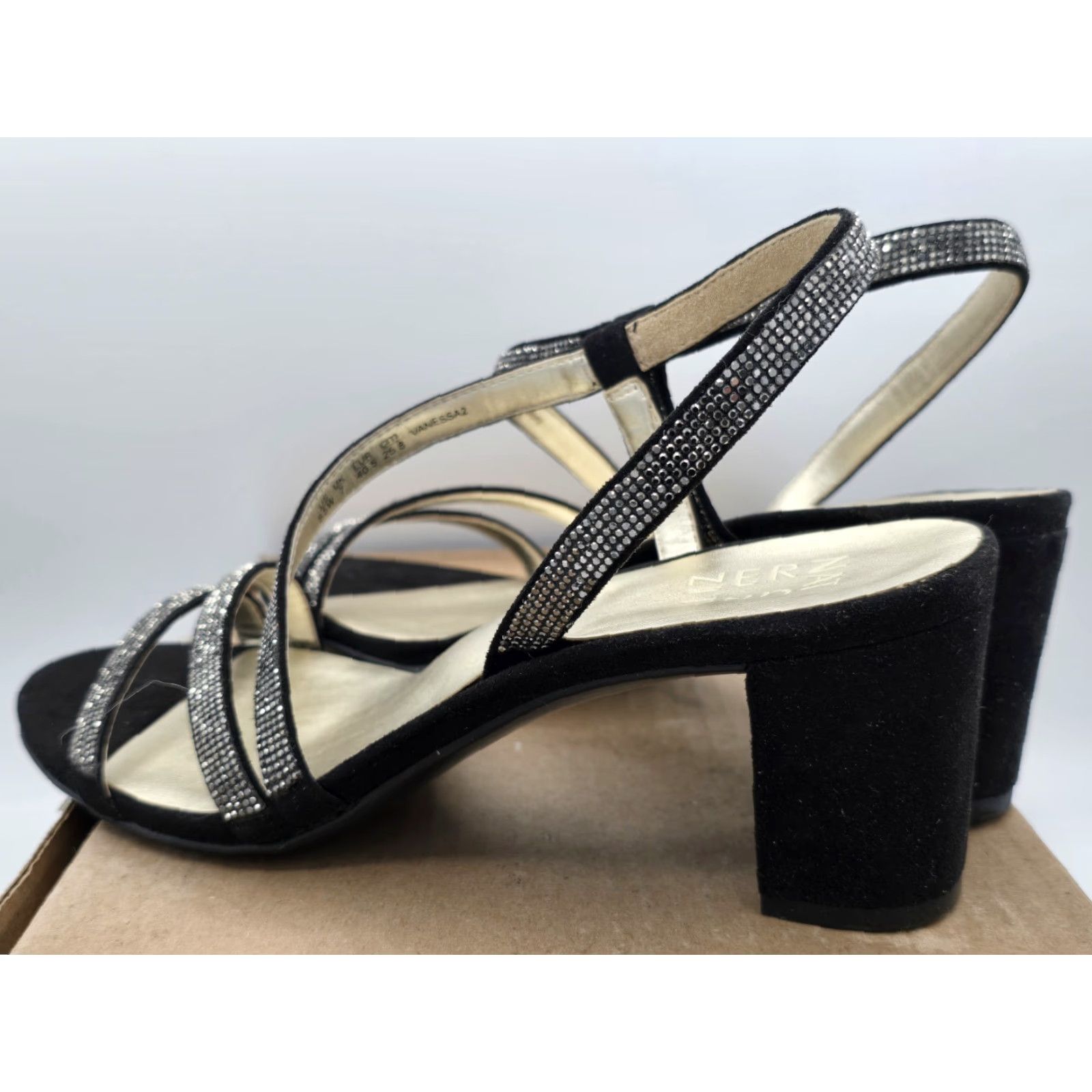 Naturalizer VINTAGE Naturalizer Vanessa2 Rhinestone Strappy Heeled Sandal Black Sz 9.5W Womens Size US 7 / IT 37 - 6 Thumbnail