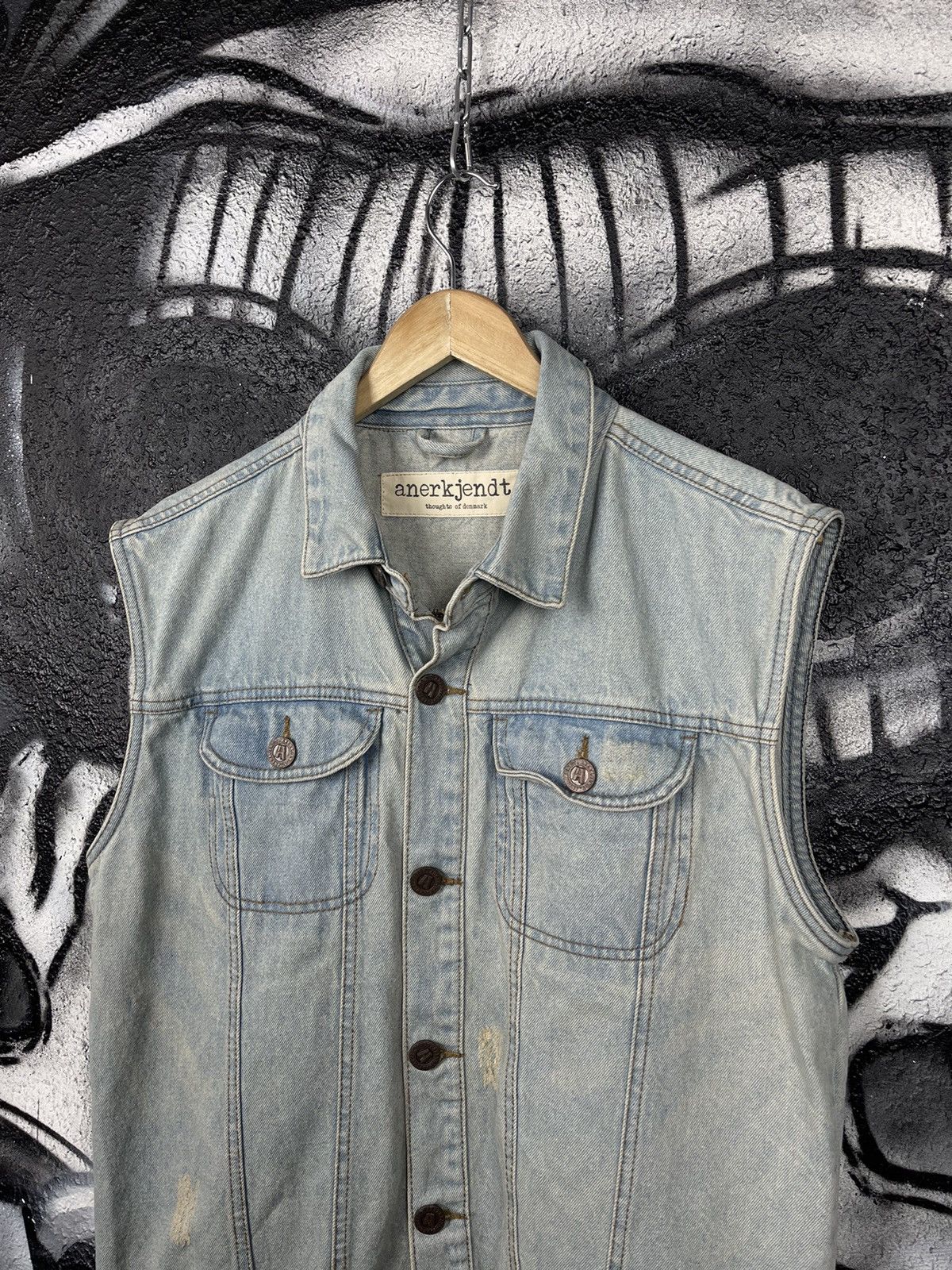 Anerkjendt Anerkjendt Though Of Denmar Blue Denim Jeans Vest Size L Size US M / EU 48-50 / 2 - 2 Thumbnail
