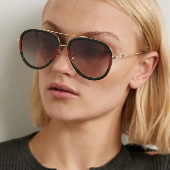 Gucci NEW GUCCI GG0062S 003 AVIATOR FRAME SUNGLASSES GUCCI Size ONE SIZE - 2 Thumbnail