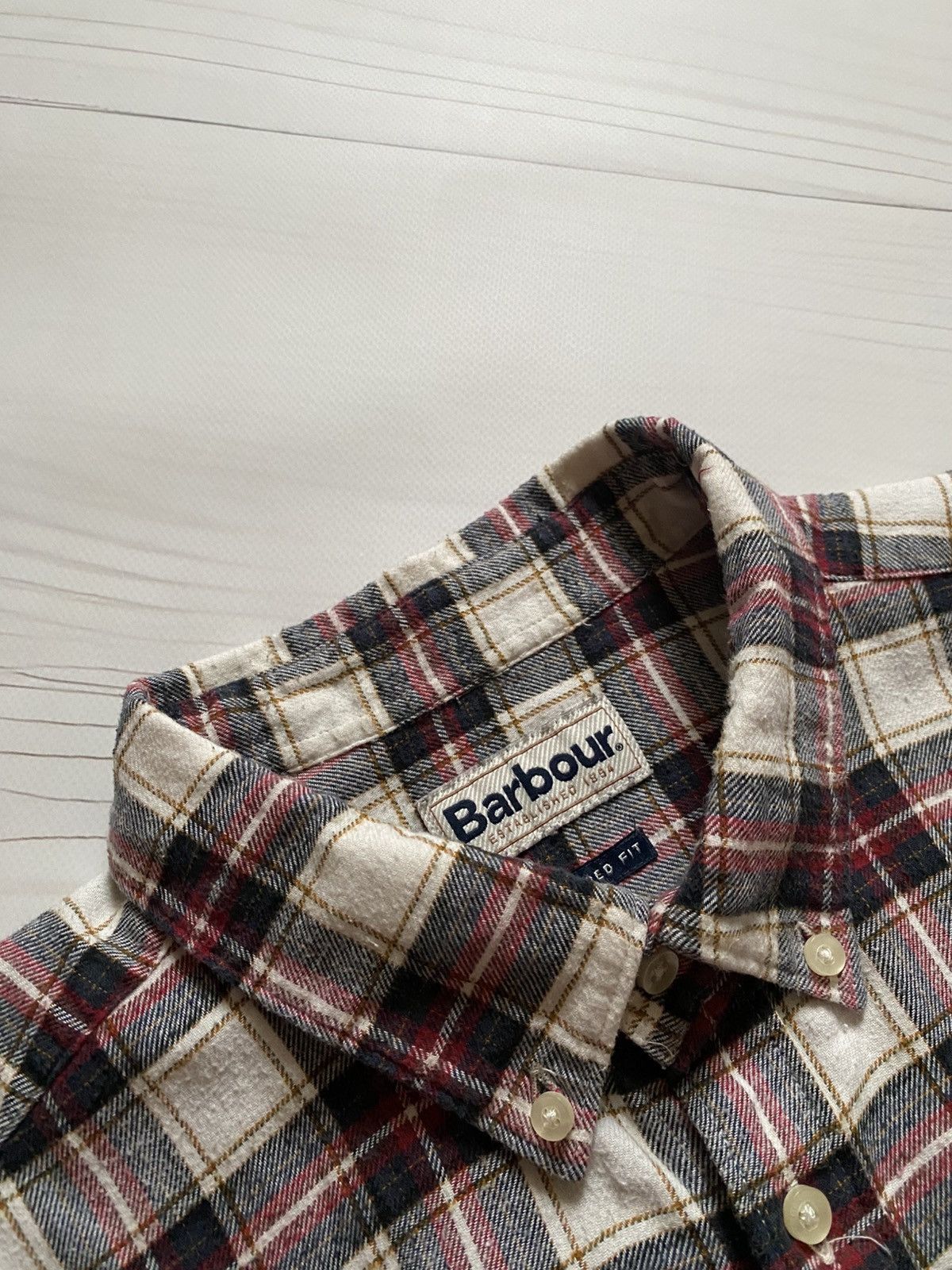 Barbour Barbour tailored fit MSH5033BE11 flannel button up shirt Size US XL / EU 56 / 4 - 16 Thumbnail