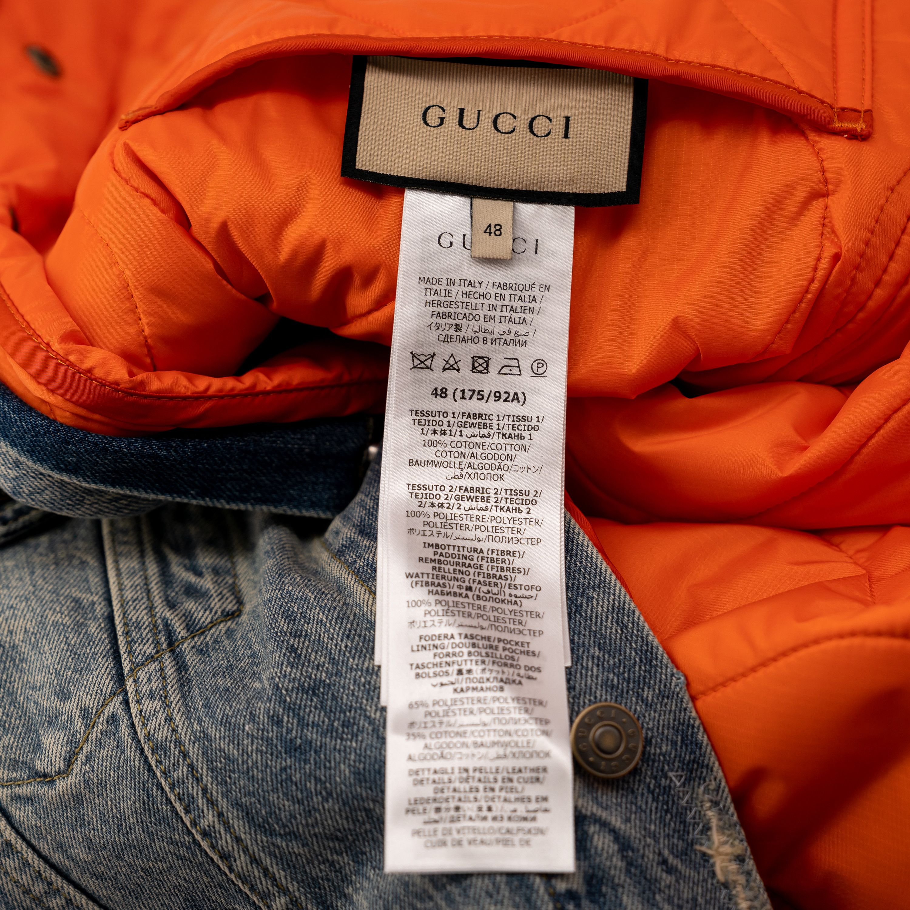 Gucci 48 M - Gucci Reversible Denim Ripstop Jacket Orange Size US M / EU 48-50 / 2 - 12 Thumbnail