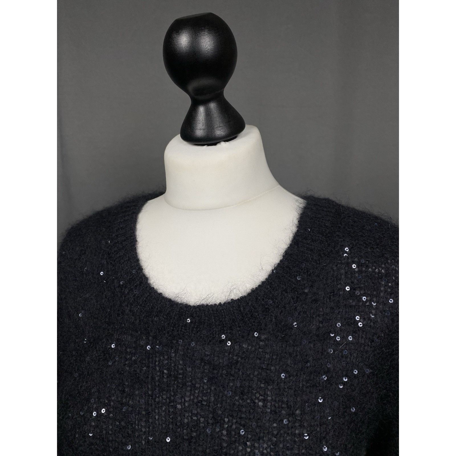 Saint Laurent Paris Saint Laurent RECENT Black Wool Oversized Glitter Knitted Cr Size M / US 6-8 / IT 42-44 - 6 Thumbnail