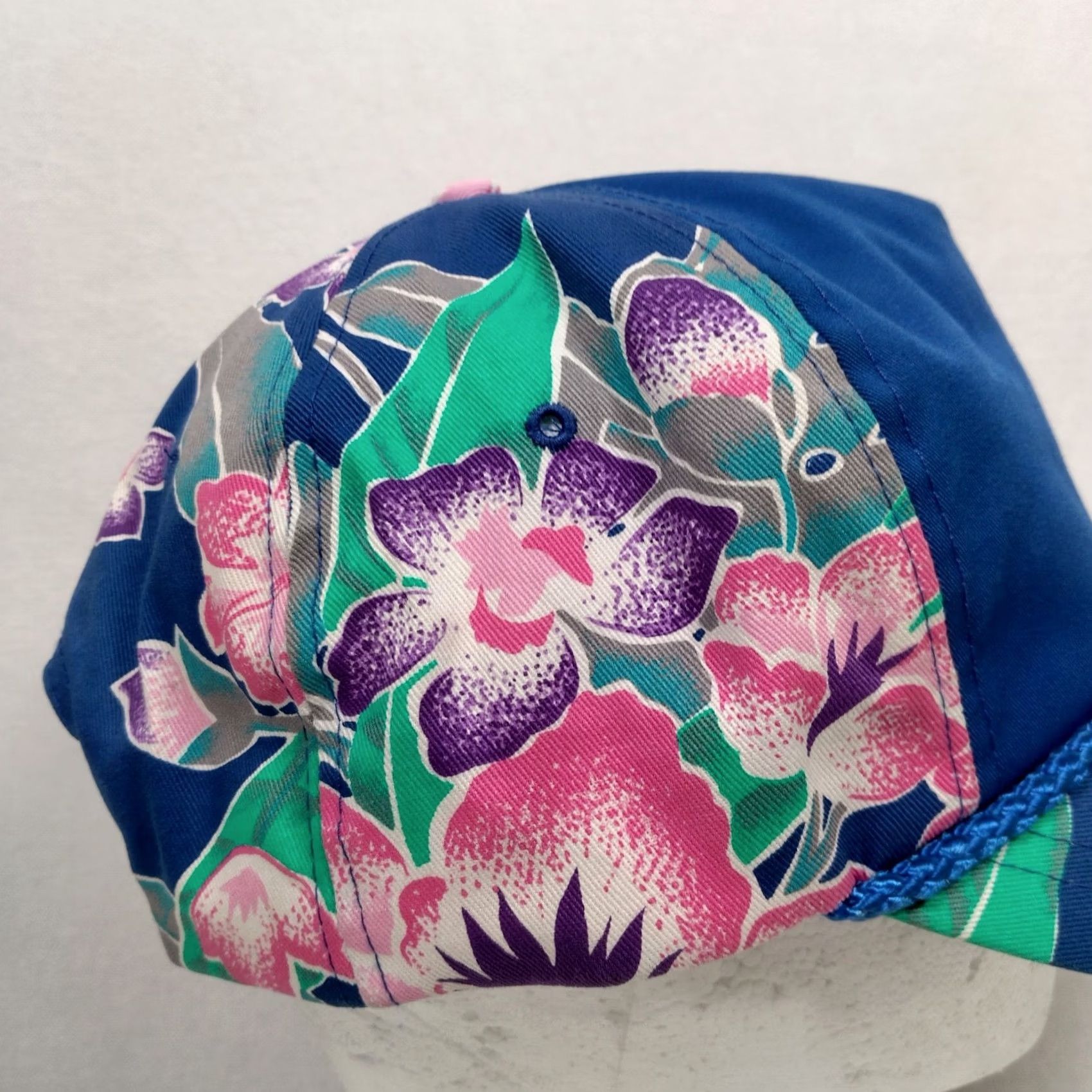 ALOHAS Vintage Nissin Cap Hat Tropical Flowers Aloha Hawaiian Blue Pink Canvas Beach Snapback Men One Size Blue Canvas Floral Beach Vintage Nissin Cap Hat Size ONE SIZE - 7 Thumbnail