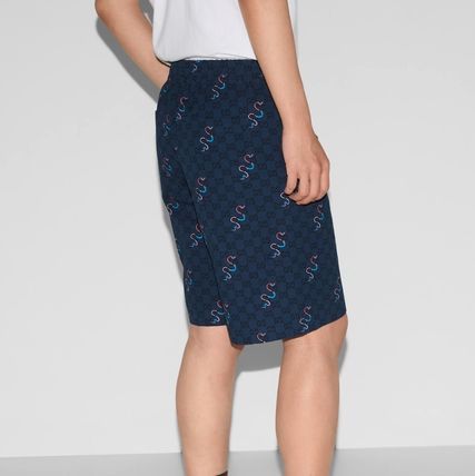 Gucci o1loc1c0226 810782 Printed Cotton Ripstop Shorts in Blue Size US 32 / EU 48 - 3 Thumbnail