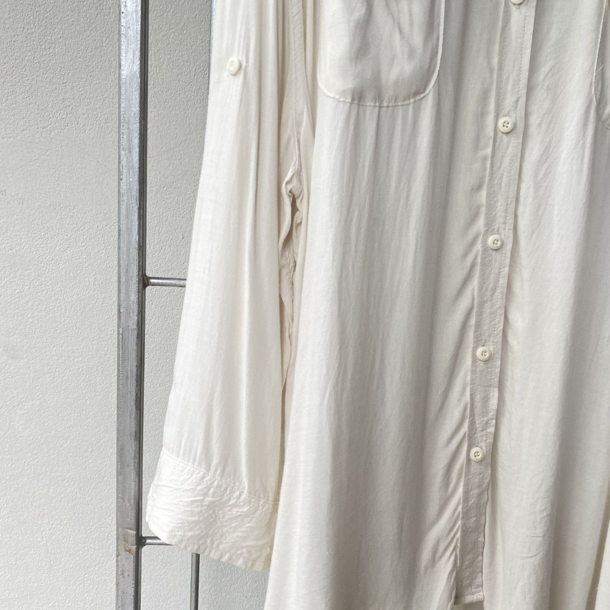 Designer × Japanese Brand G.O.A White Soft Long Sleeve Shirt with Chest Pockets Size ONE SIZE - 10 Thumbnail