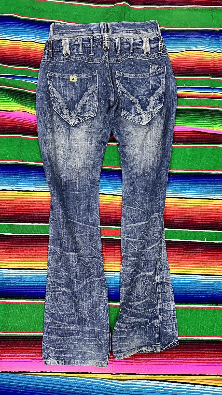 Japanese Brand 💥 Double Waist💥 skuLl Denim Blow By Blue Crazy Mudwash💥 Size US 30 / EU 46 - 7 Thumbnail