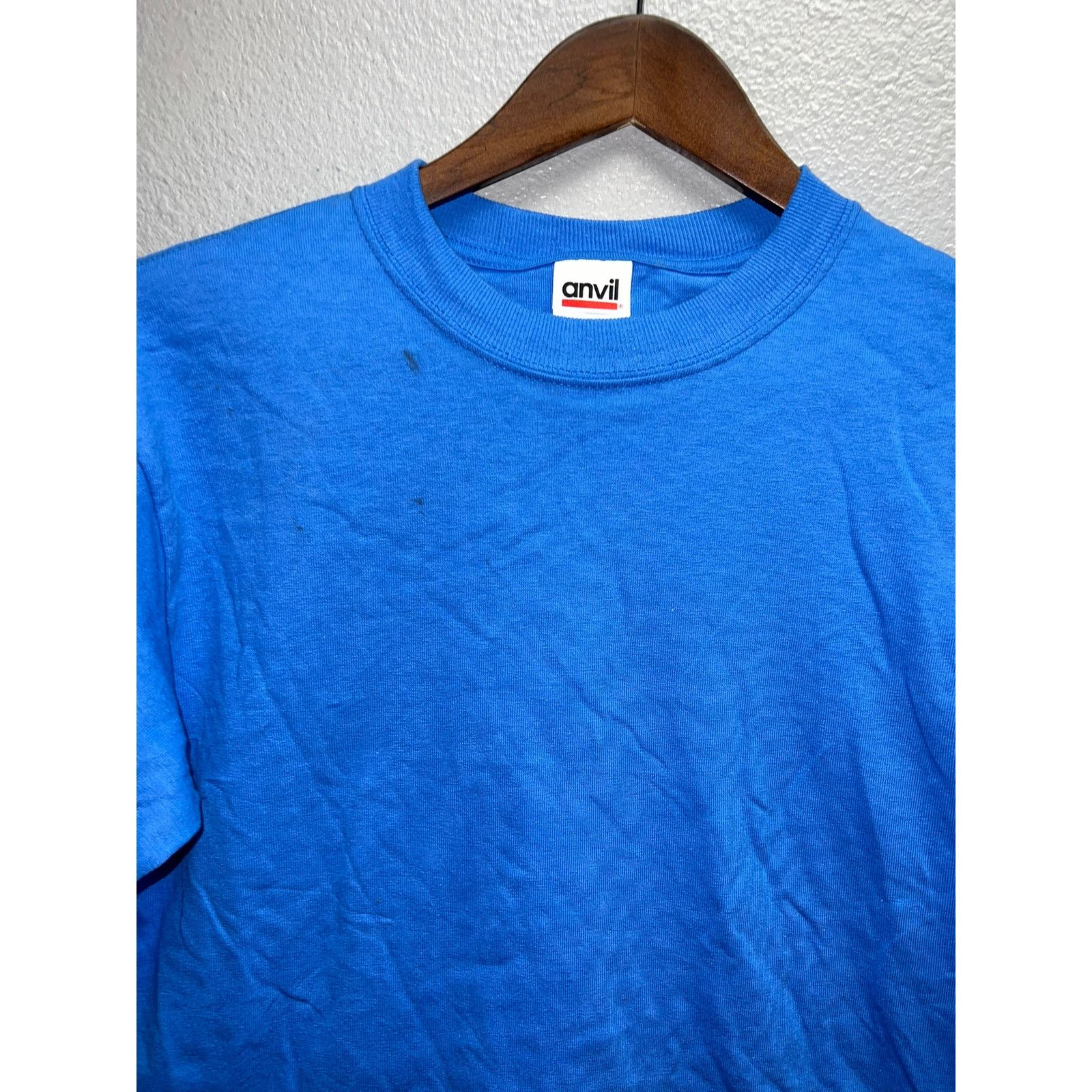 Anvil 90s Vintage Anvil Blue Blank Short Sleeve Shirt Tee Stain S Size US S / EU 44-46 / 1 - 2 Thumbnail