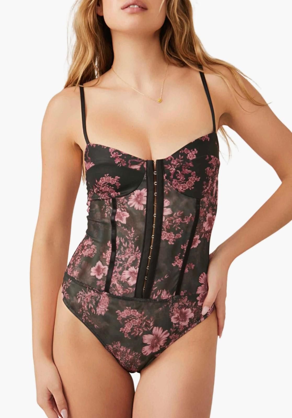 Free People FREE PEOPLE Intimately FP Floral Mesh Bodysuit (X-SMALL) Size XS / US 0-2 / IT 36-38 - 3 Thumbnail