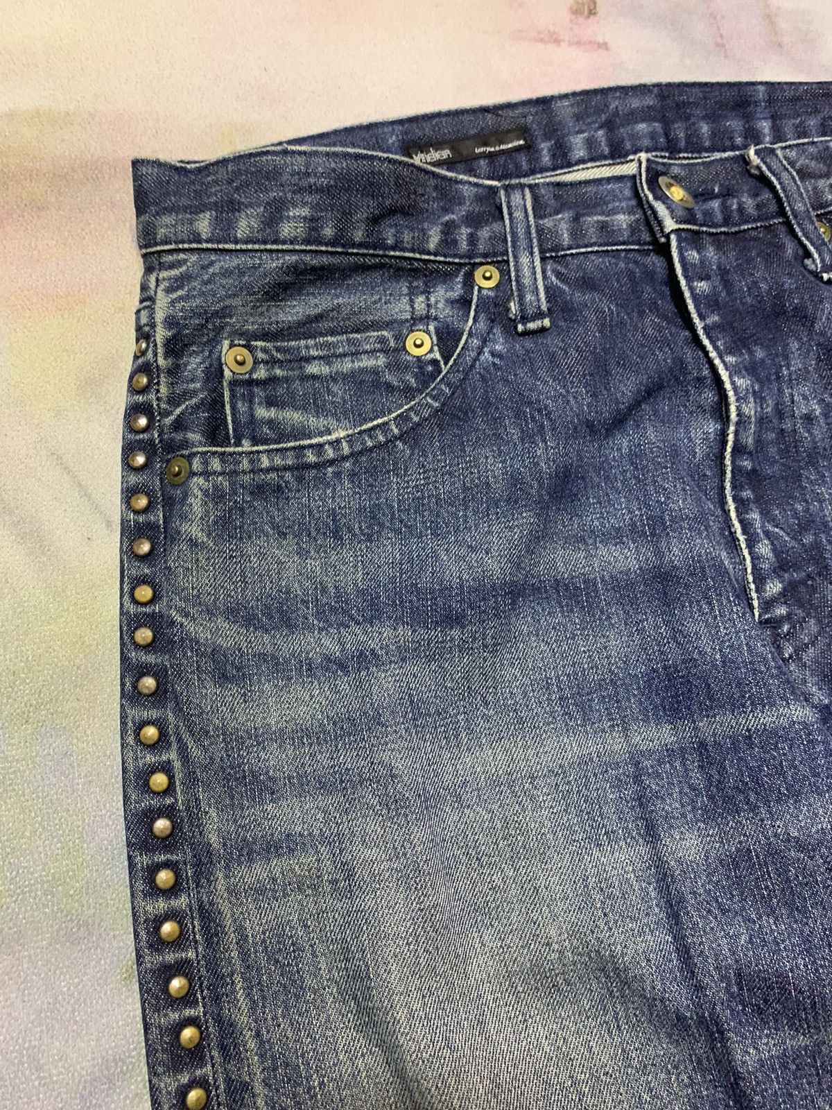 Hysteric Glamour Japanese Brand Viridian Studded Side Washed Denim Size US 32 / EU 48 - 4 Thumbnail