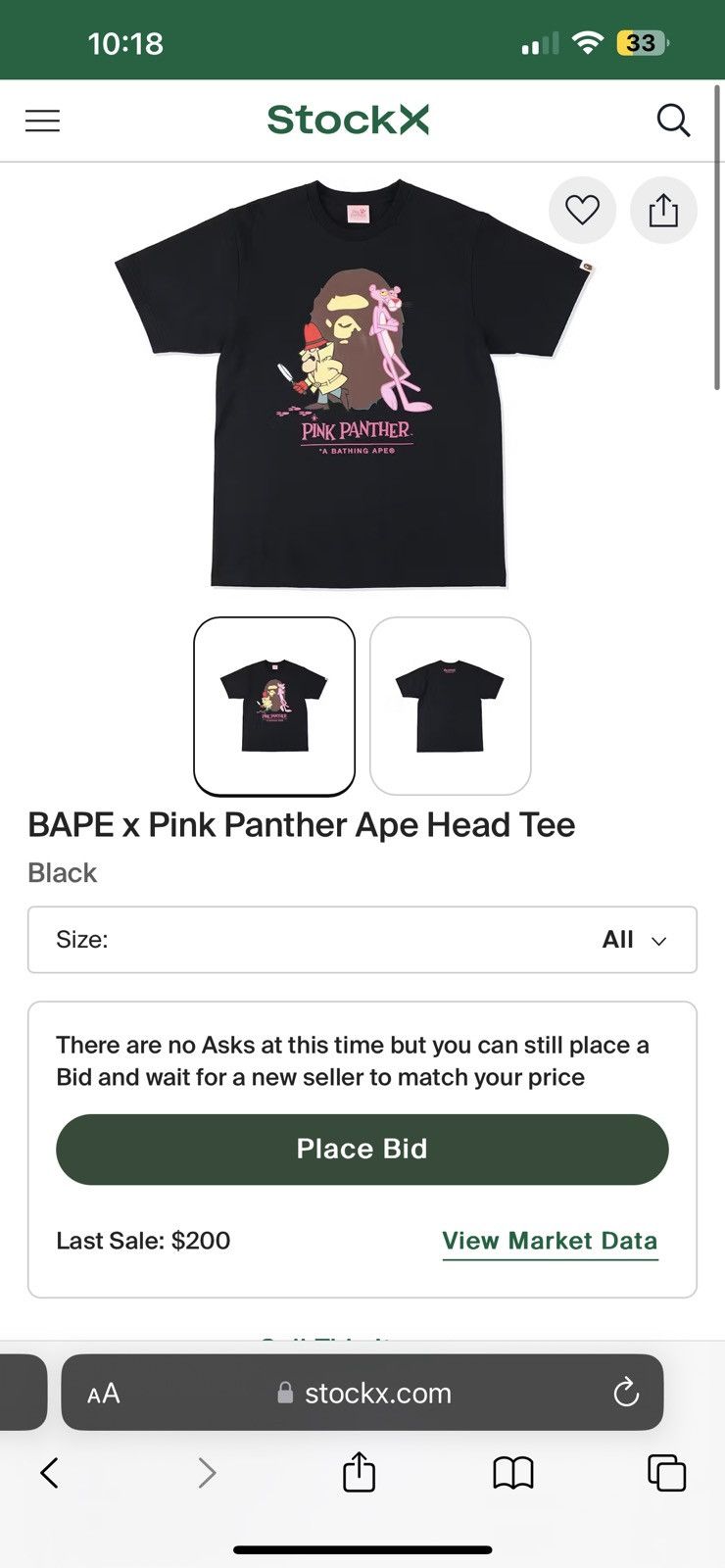 Bape BAPE x Pink Panther Ape Head Tee Size US L / EU 52-54 / 3 - 1 Thumbnail
