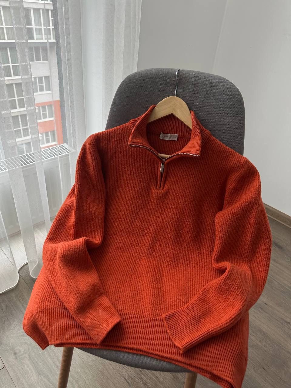 Japanese Brand × Vintage Vintage Faconeri Marino Wool Pullover 1/4 zip Orange Sweater Size US M / EU 48-50 / 2 - 5 Thumbnail