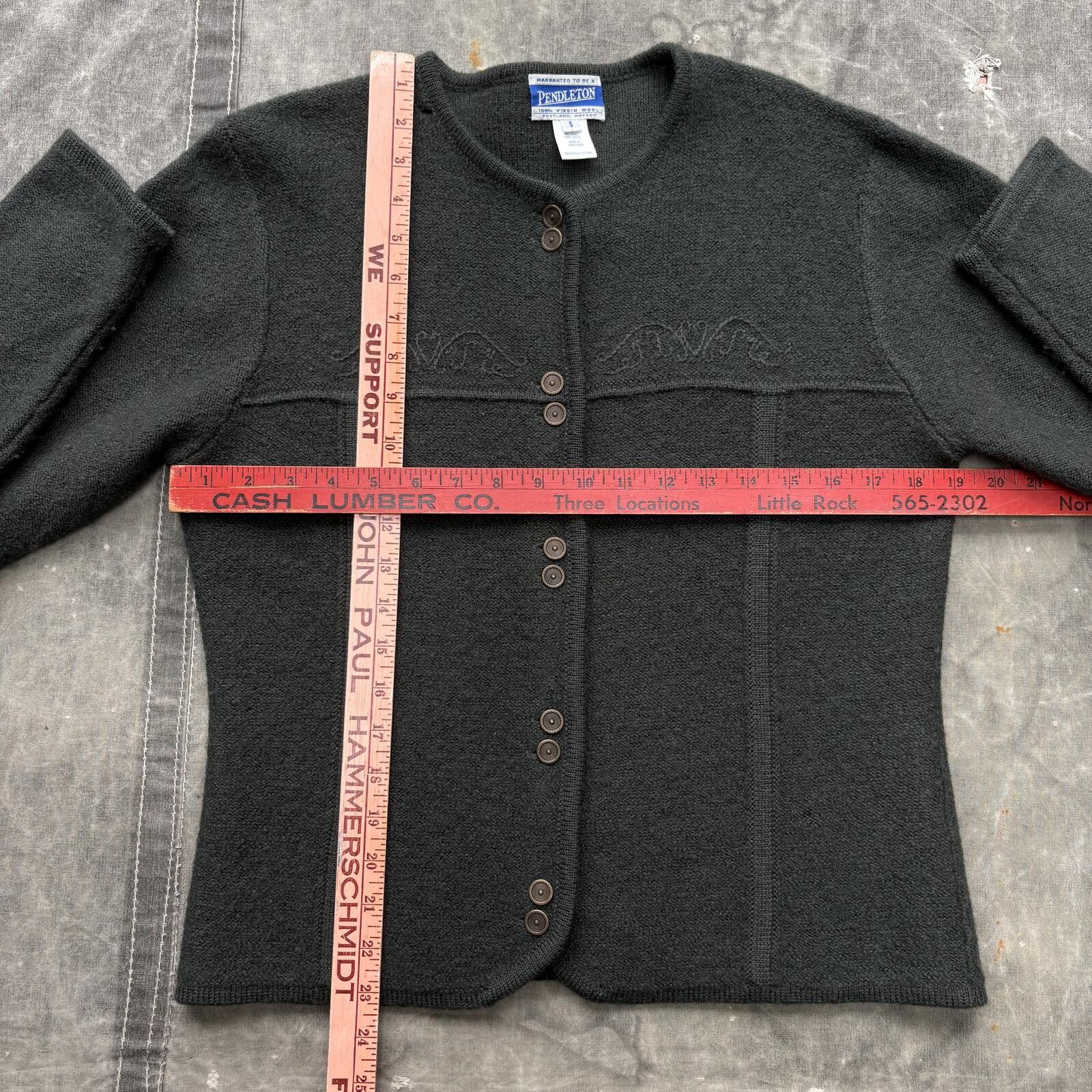 Pendleton Vintage 90s Green Pendleton Textured Wool Sweater Cardigan Size S / US 4 / IT 40 - 4 Thumbnail