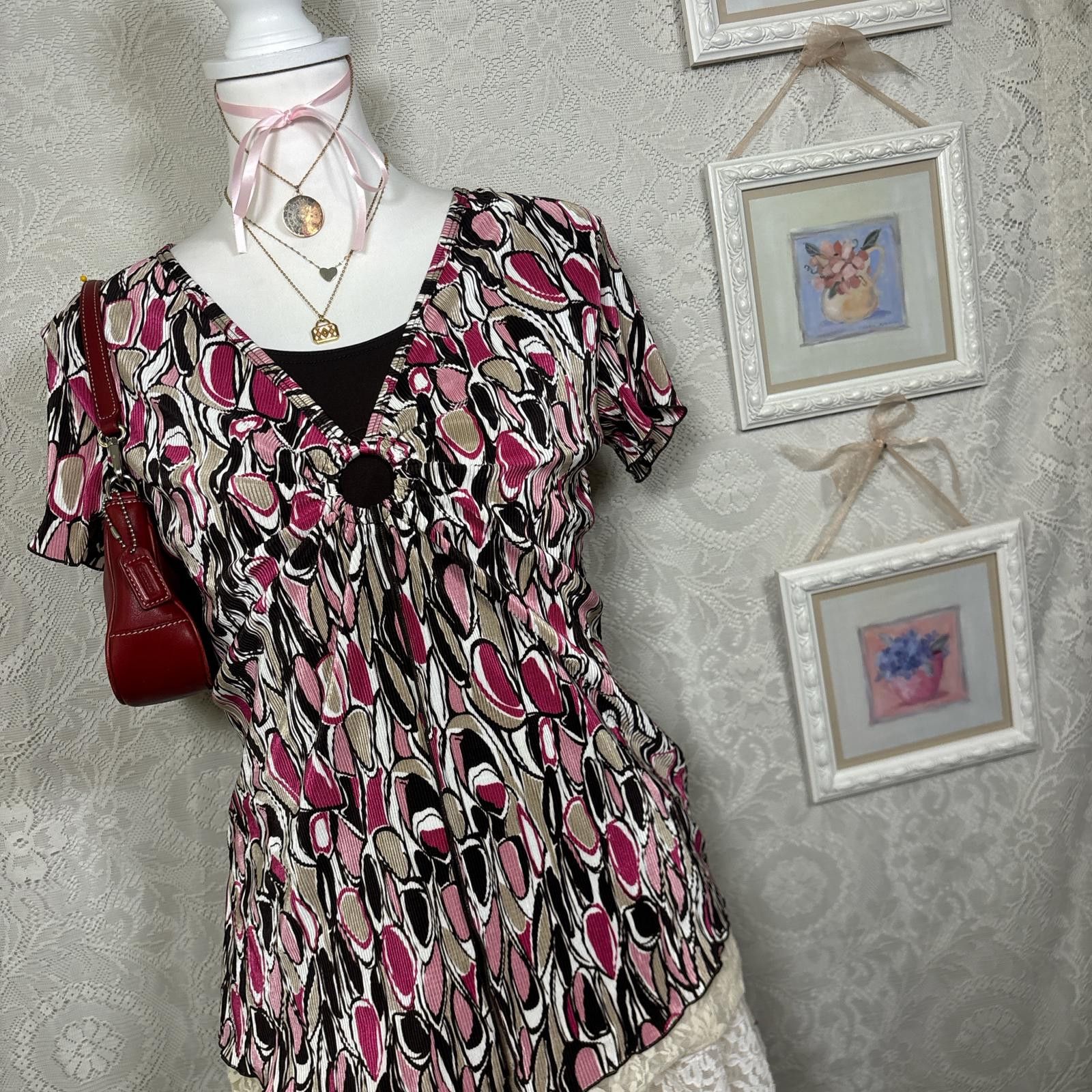 Other y2k office siren polka dot blouse with ring detail Size M / US 6-8 / IT 42-44 - 2 Thumbnail