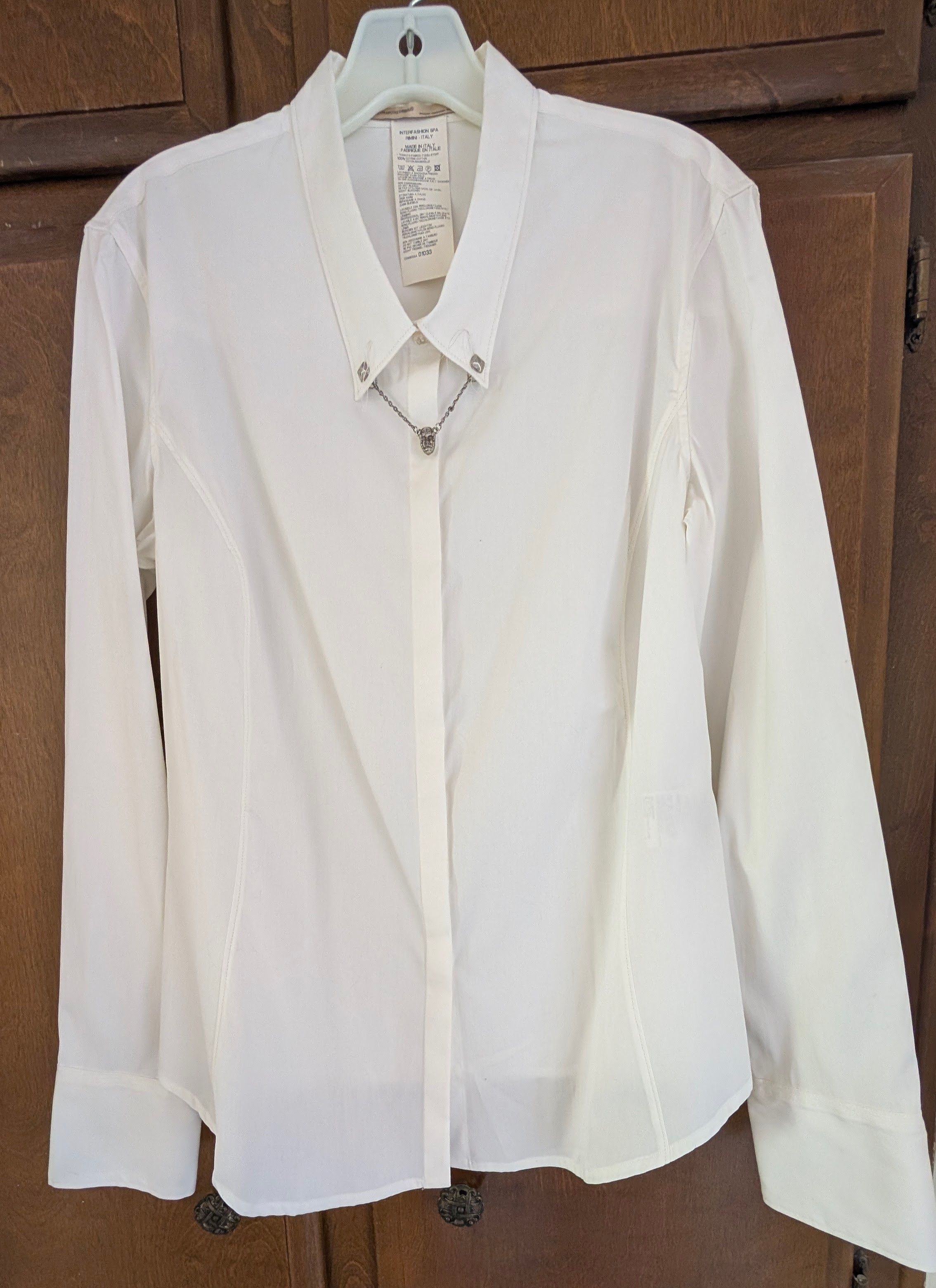 Marithe + Francois Girbaud Marithe Francois Girbaud Womens White Button Shirt W/Chain Size XL / US 12-14 / IT 48-50 - 1 Thumbnail
