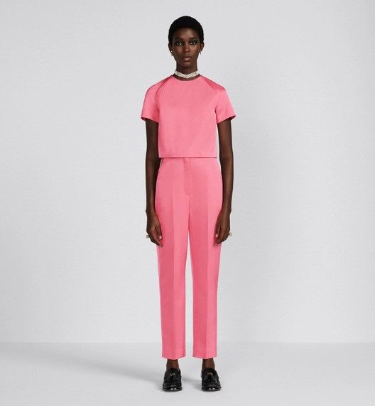Dior o1w1db10824 Wool & Silk Short-Sleeved Top in Pink Size XS / US 0-2 / IT 36-38 - 4 Thumbnail