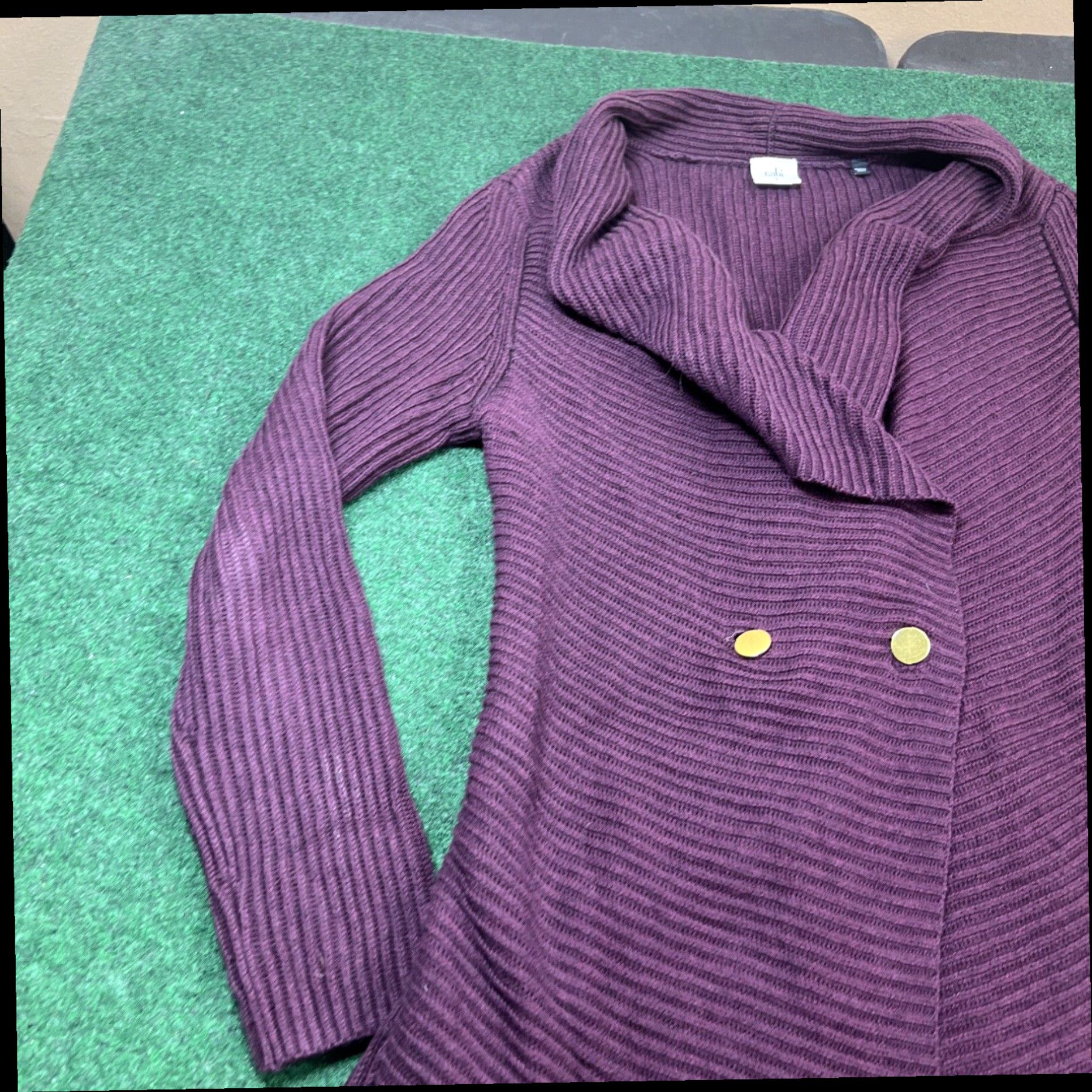Vintage CAbi Cardigan button Womens Small Purple 2 Button Long ribbed Nice Size S / US 4 / IT 40 - 2 Thumbnail