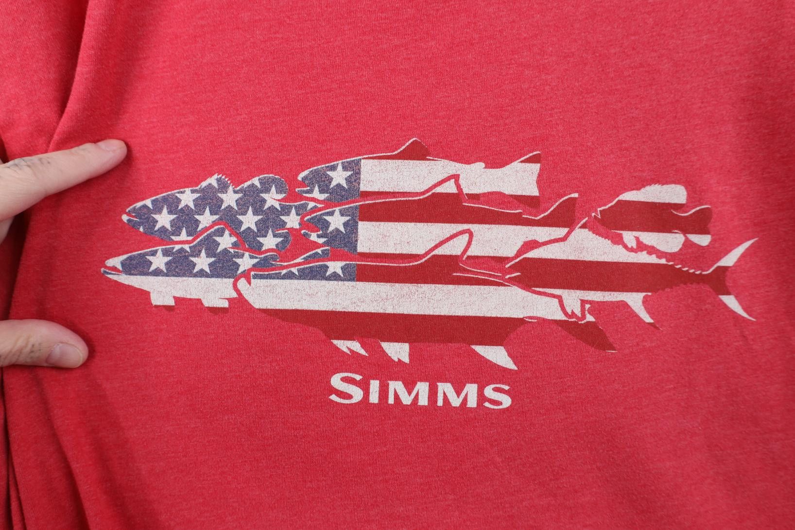 Simms Simms Fishing USA Flag Fish Jersey Knit T-Shirt Heather Red Size US XL / EU 56 / 4 - 5 Thumbnail