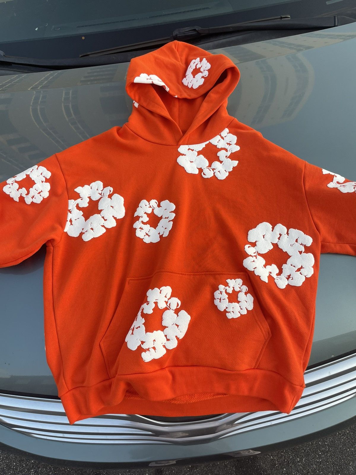 image of Denim Tears Orange Hoodie, Men's (Size 2XL)