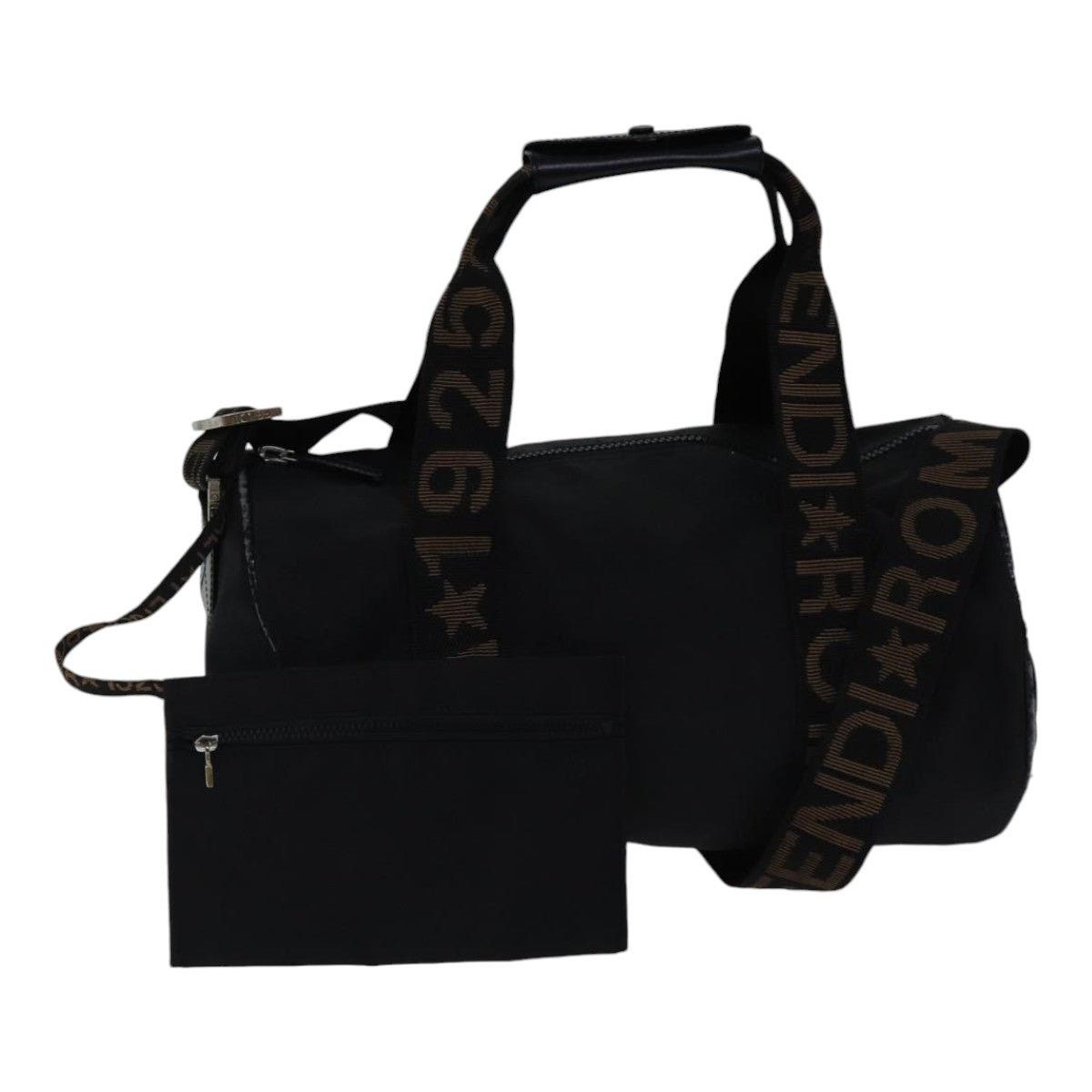 FENDI Boston Bag Nylon Black Silver 2305 26420 098