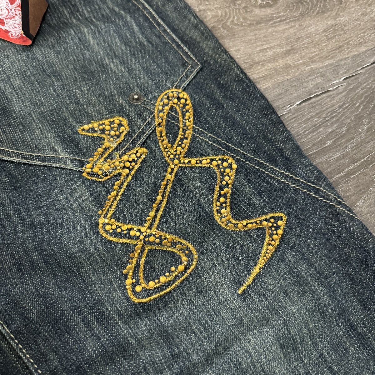 JNCO × Japanese Brand × Vintage Vintage Y2K Platinum gear embellished dragon baggy jeans NWT Size US 38 / EU 54 - 7 Thumbnail