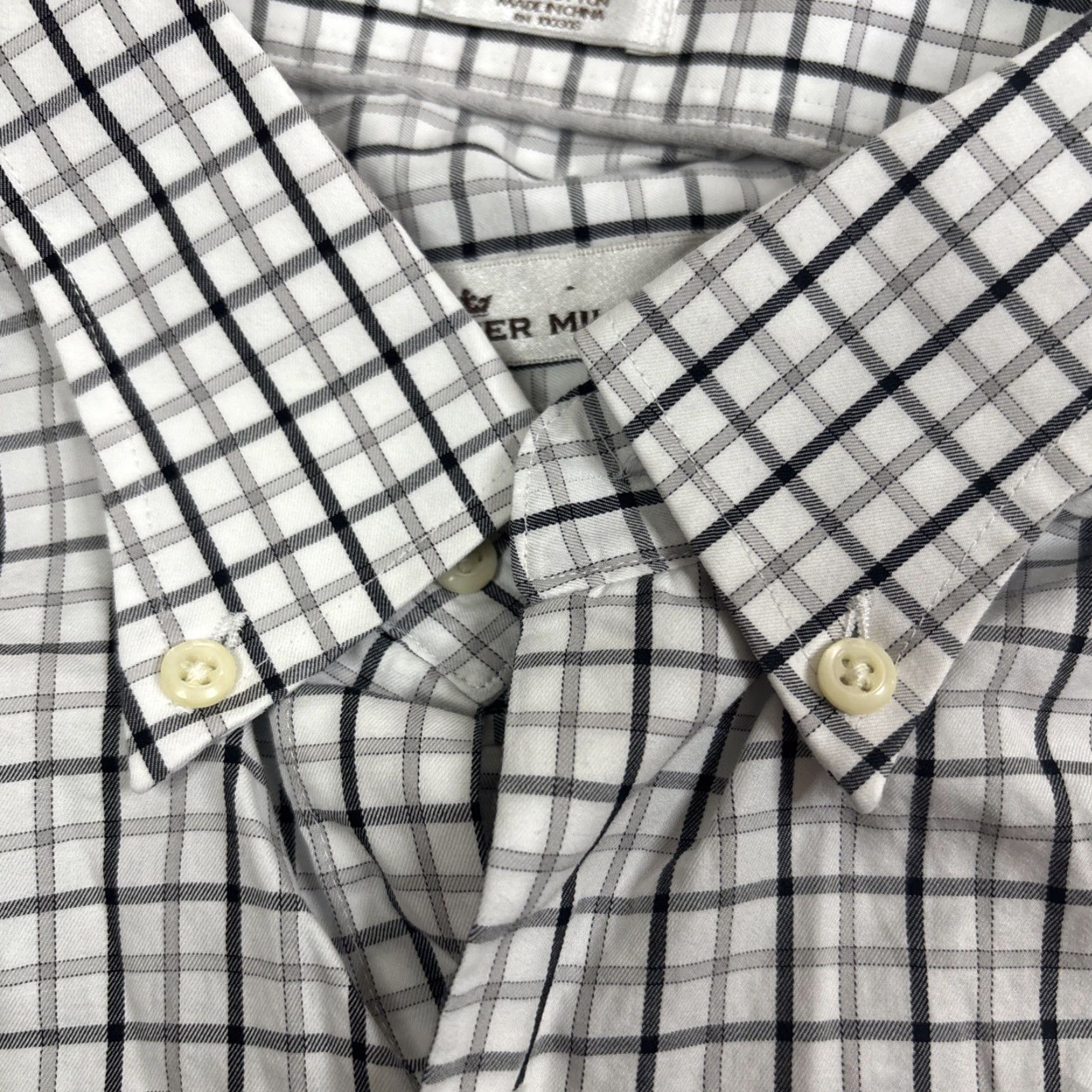 Peter Millar VINTAGE Peter Millar Button Down Men’s Large White Plaid Longsleeve 100% Cotton Pocket Mens Size US L / EU 52-54 / 3 - 7 Thumbnail