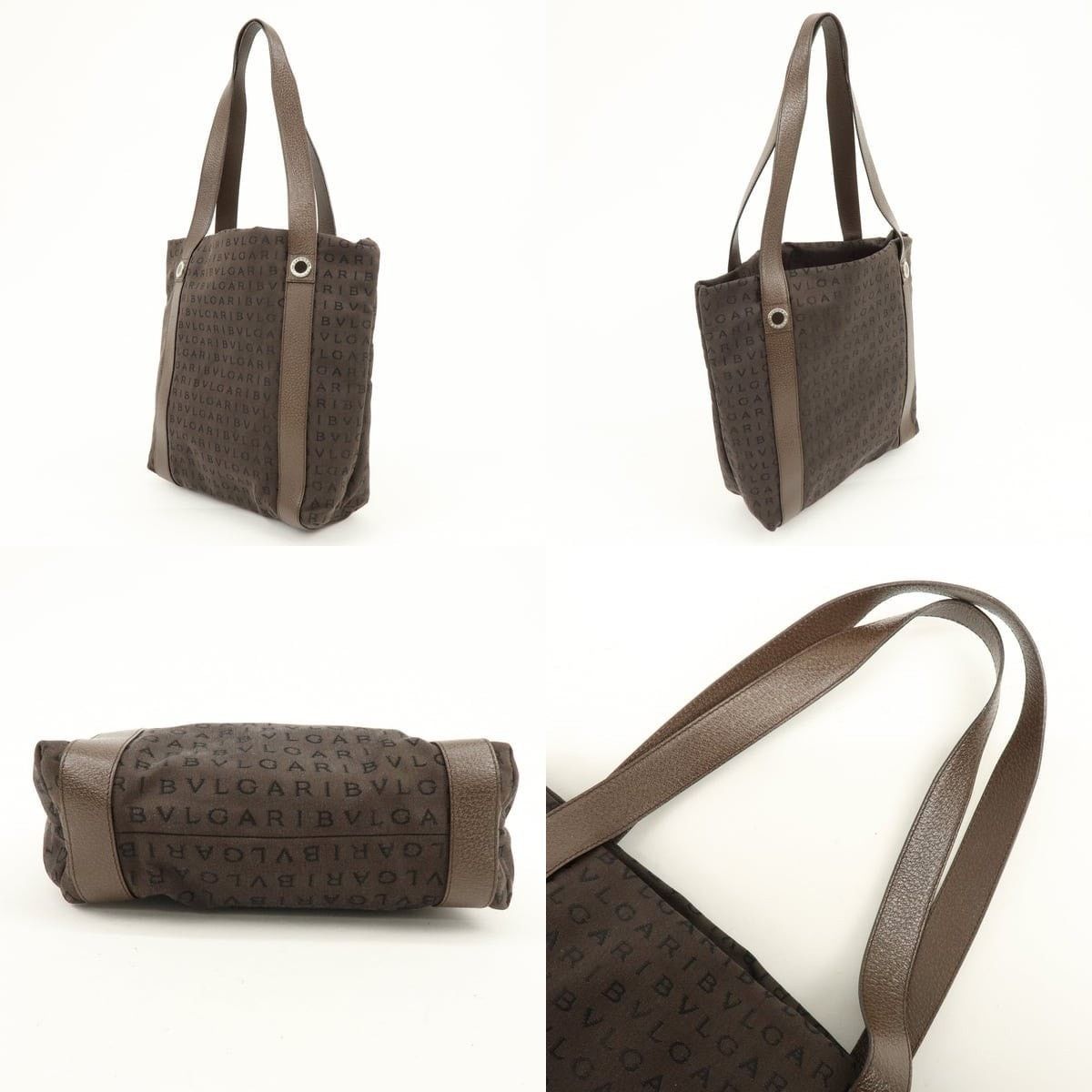 Bvlgari Bvlgari Logomania Canvas & Leather Tote Brown Size ONE SIZE - 3 Thumbnail