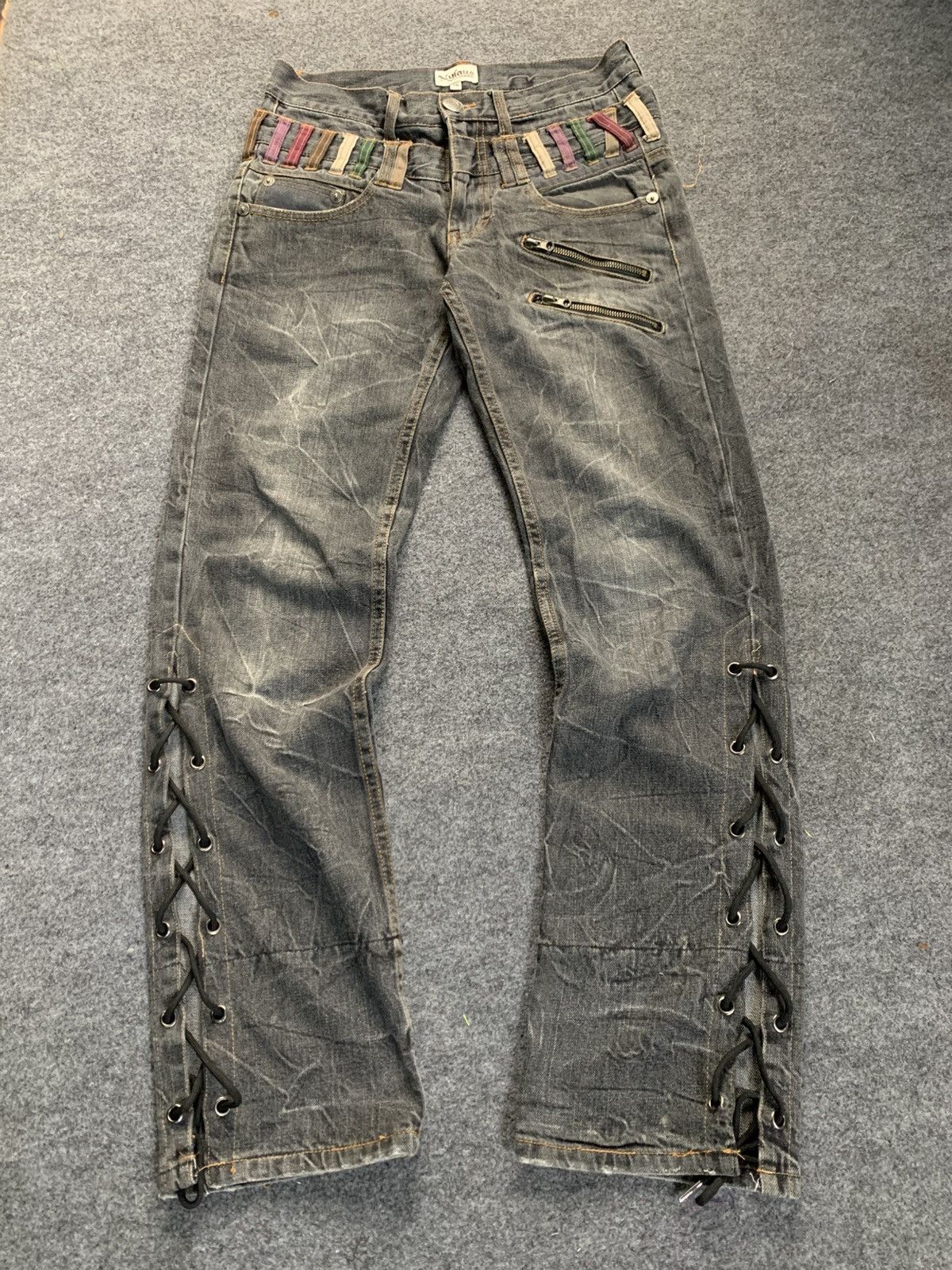 If Six Was Nine Flare laces jeans nylaus double waist japanese style 30x31 Size US 30 / EU 46 - 2 Thumbnail