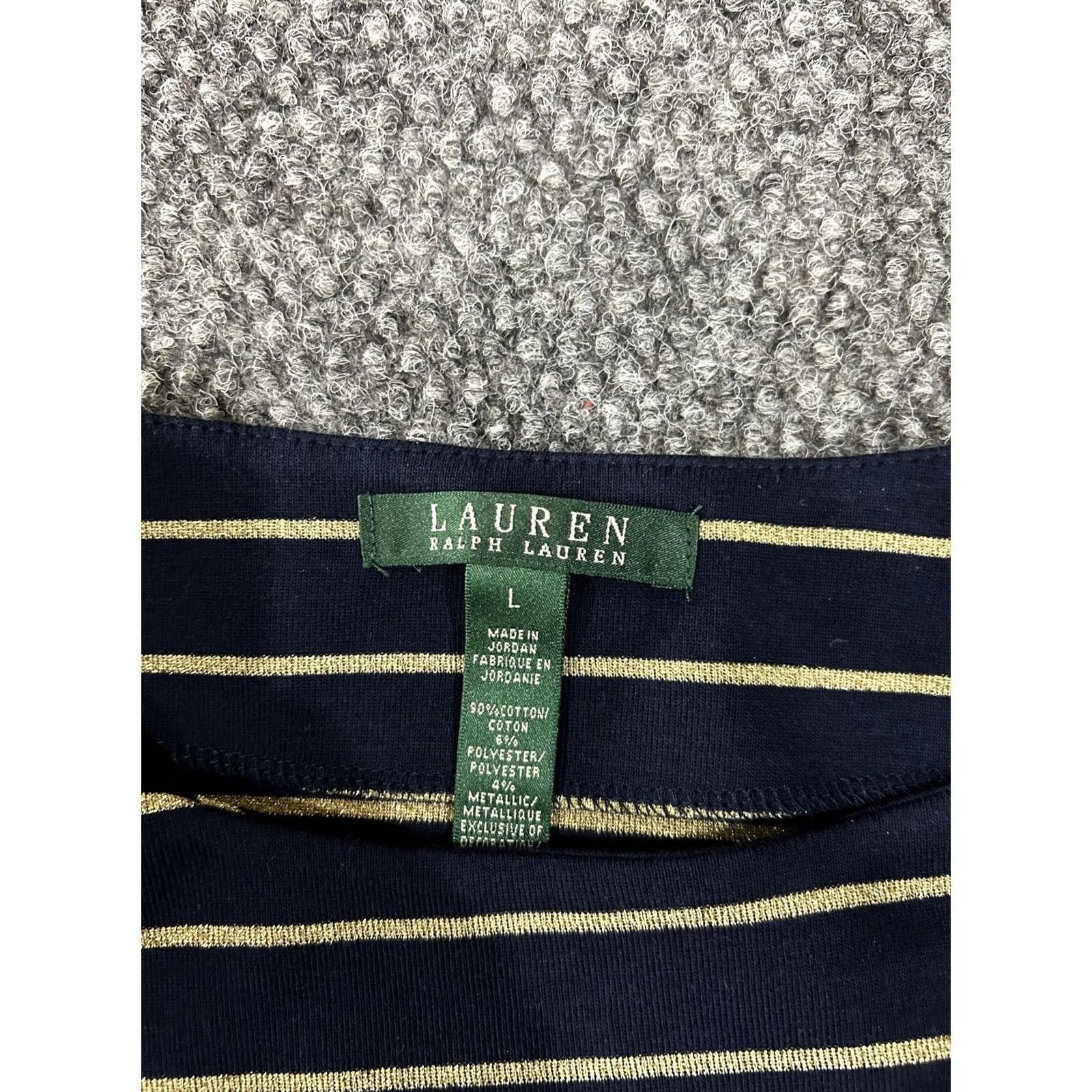 Ralph Lauren Lauren Ralph Lauren Shirt Womens Large Navy Gold Stripe Nautical Crest Top Size L / US 10 / IT 46 - 4 Thumbnail