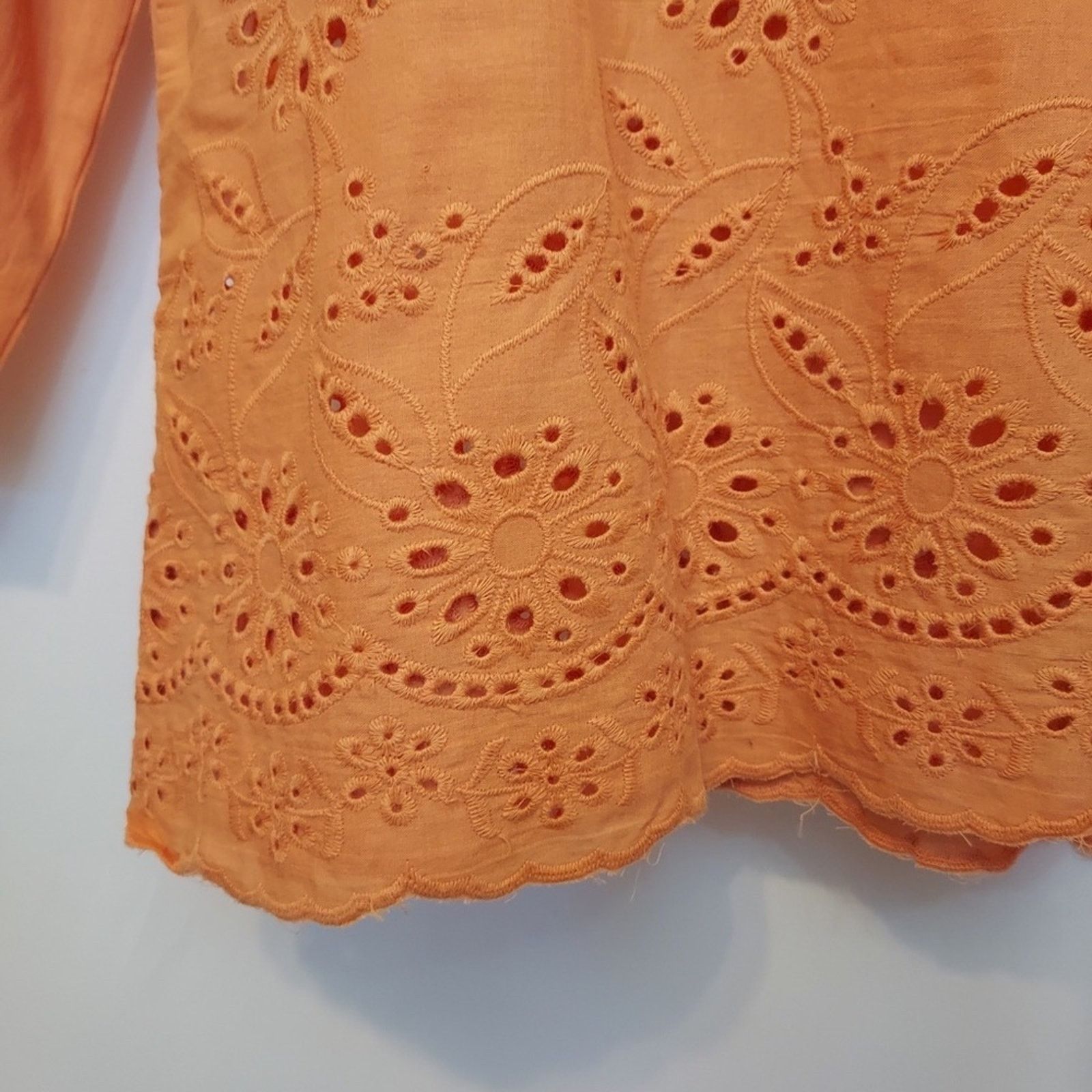 Other Light Pink Orange Floral Eyelet Lace Tunic Top Shirt Blouse Size XXL / US 16-18 / IT 52-54 - 6 Thumbnail