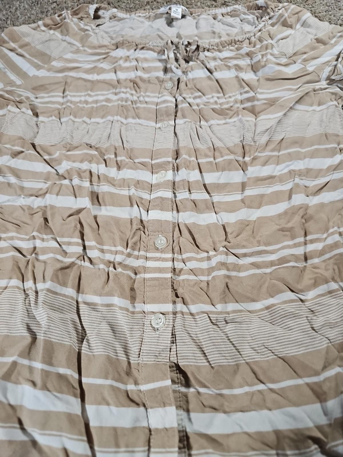 Croft & Barrow croft & barrow Brown White Striped Button Up Blouse M Size M / US 6-8 / IT 42-44 - 2 Thumbnail