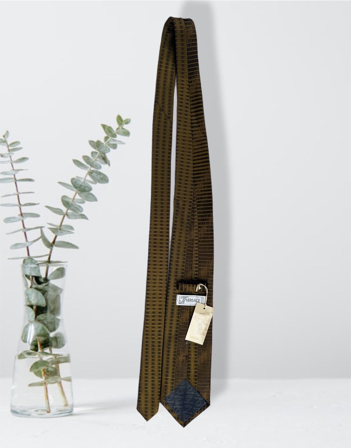 Versace Versace Medusa TIE Yellow Brown Men's NECKTIE Geometric Size ONE SIZE - 3 Thumbnail