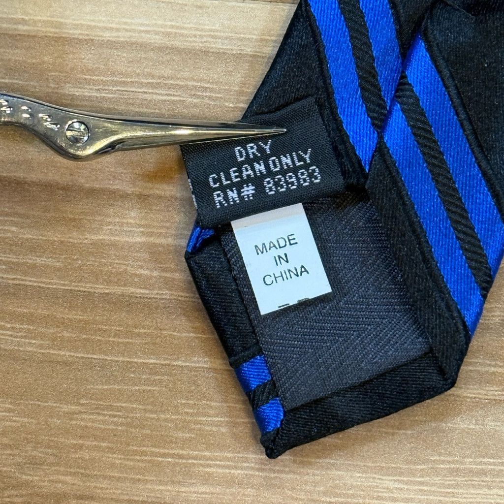 Z Brand Bruno Piattelli Men’s Silk Tie Blue Black Striped 3 3/8” Size 26 - 5 Thumbnail
