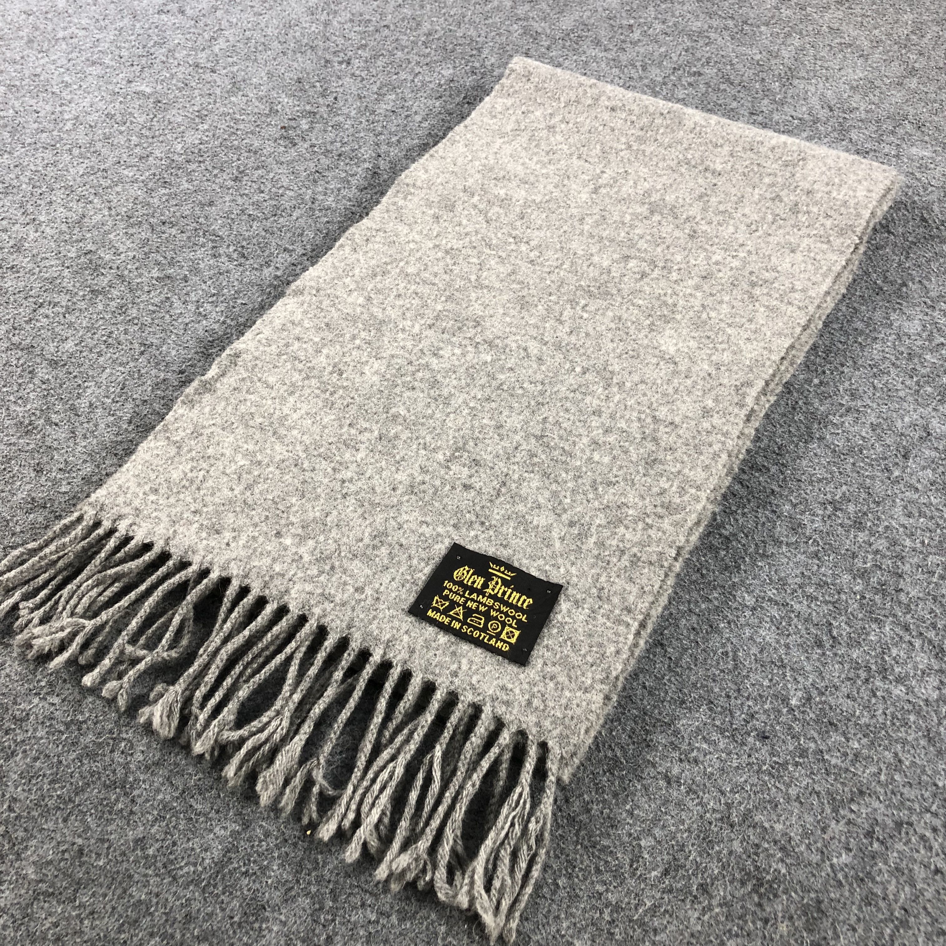 Vintage Glen Prince Plain Grey Wool Scarf Muffler V612 Size ONE SIZE - 3 Thumbnail