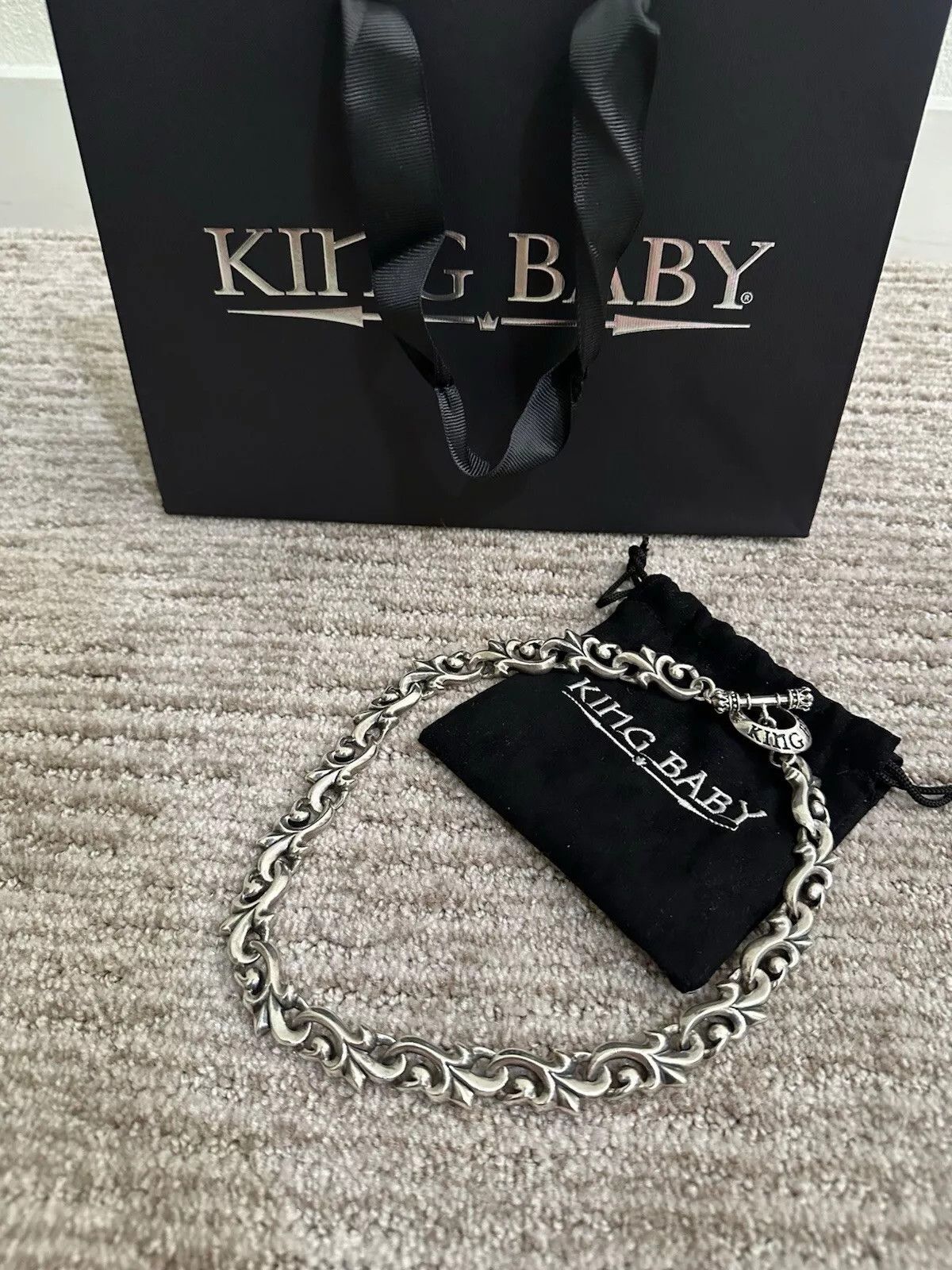 King Baby Studio King Baby Studio 18 Inch Floral Script Link Chain Silver 925 Size ONE SIZE - 8 Thumbnail