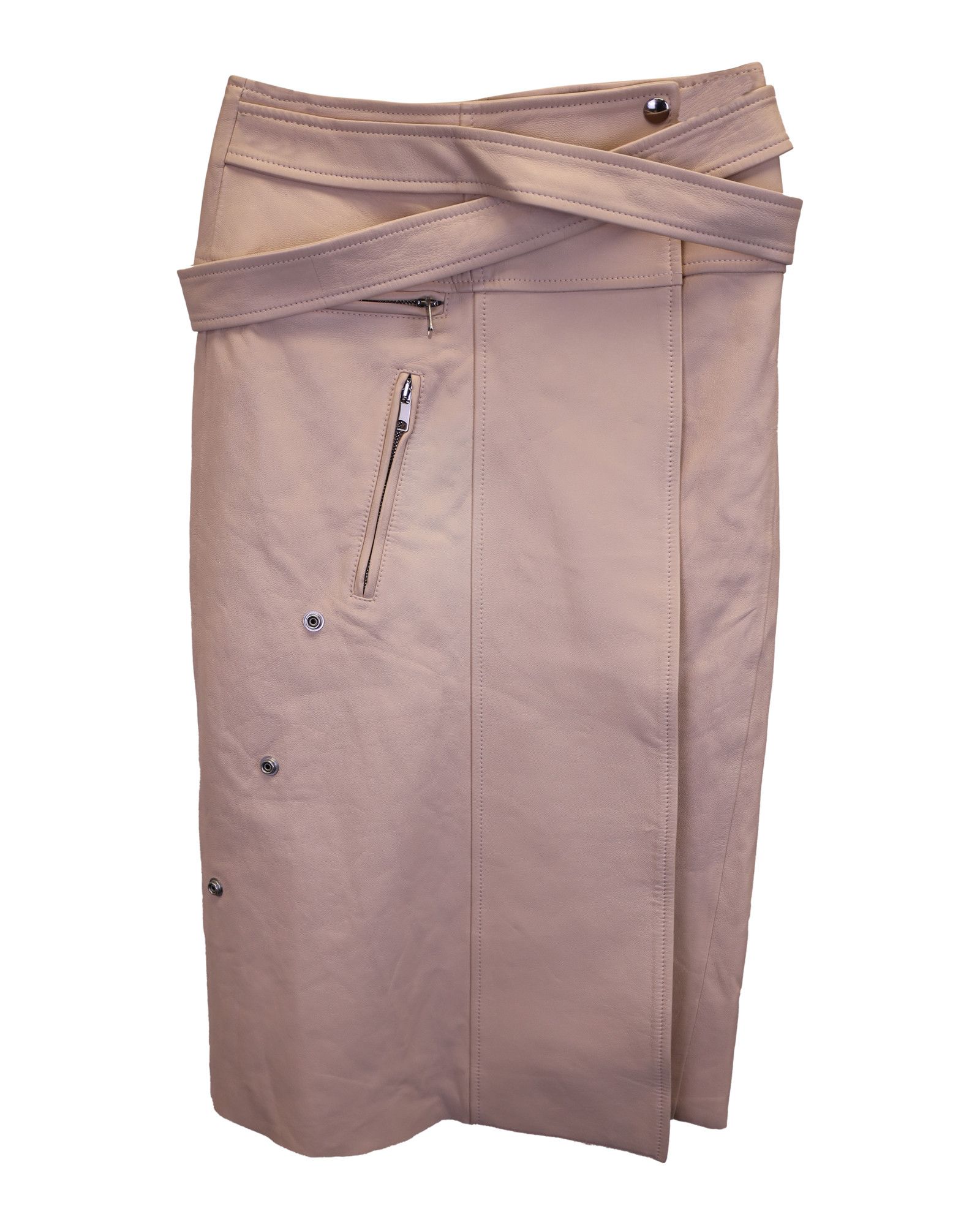 Alexander McQueen Alexander McQueen Belted Wrap Skirt in Pastel Pink Lambskin Size 27" / US 4 / IT 40 - 1 Thumbnail